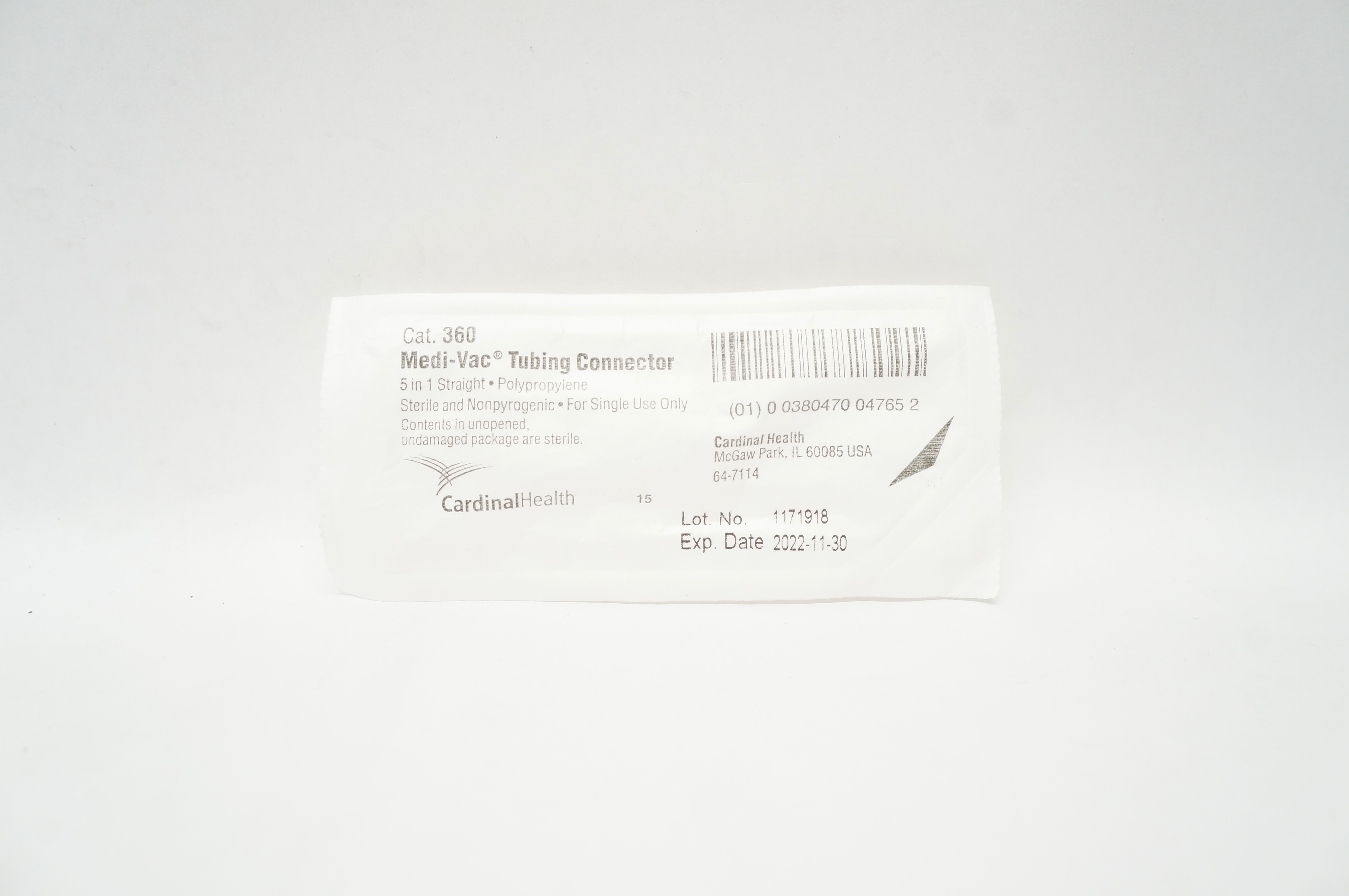 Cardinal Health 360 Medi-Vac Tubing Connector 5-in-1 Straight (x)