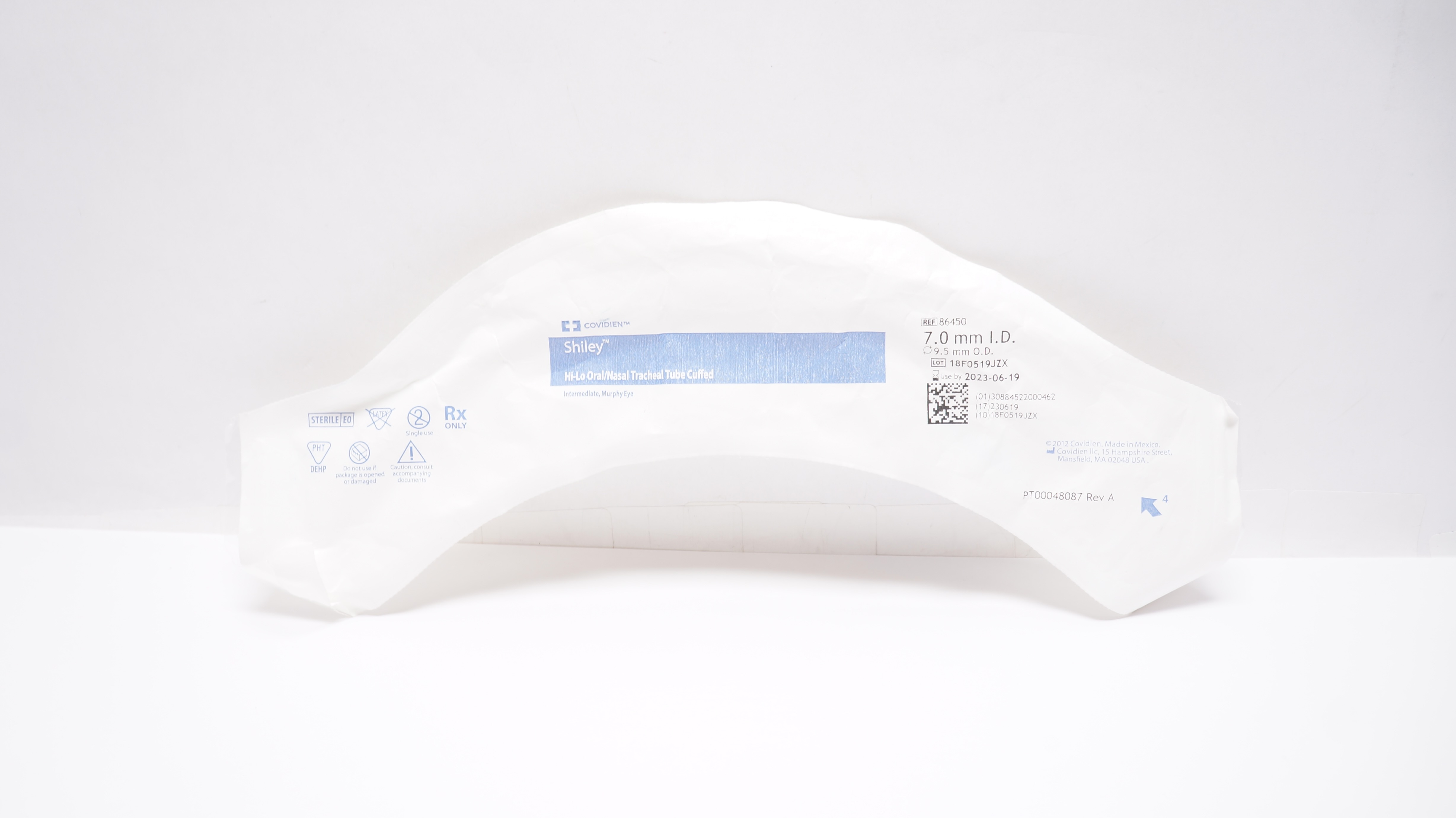 Covidien 86450 Shiley Hi-Lo Oral/Nasal Tracheal Tube Cuffed 7mm ID x 9.5mm OD(x)