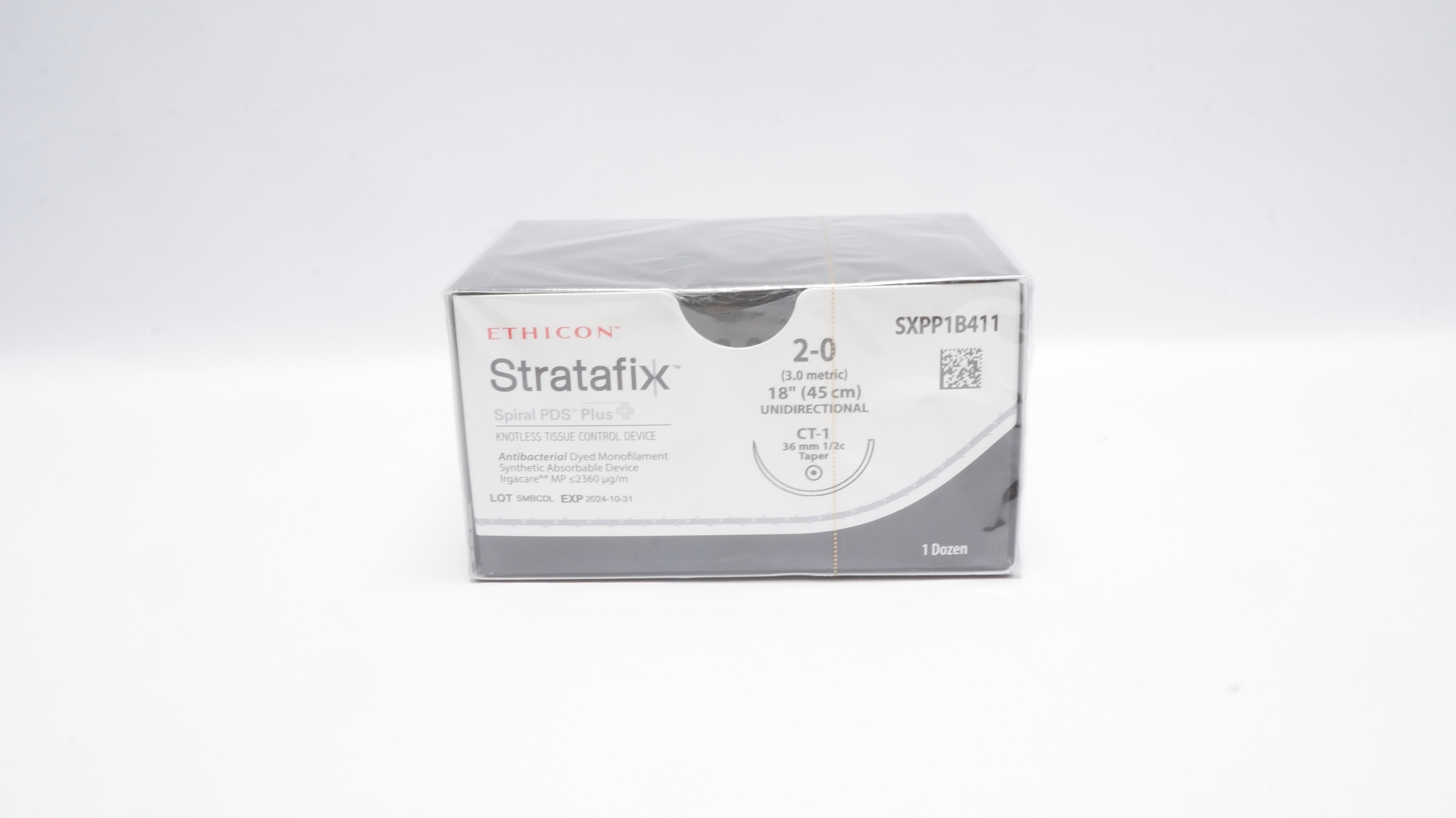 Ethicon SXPP1B411 2-0 STRATAFIX Dyed Monofilament CT-1 36mm 1/2c Taper,18in(x) - Box of12