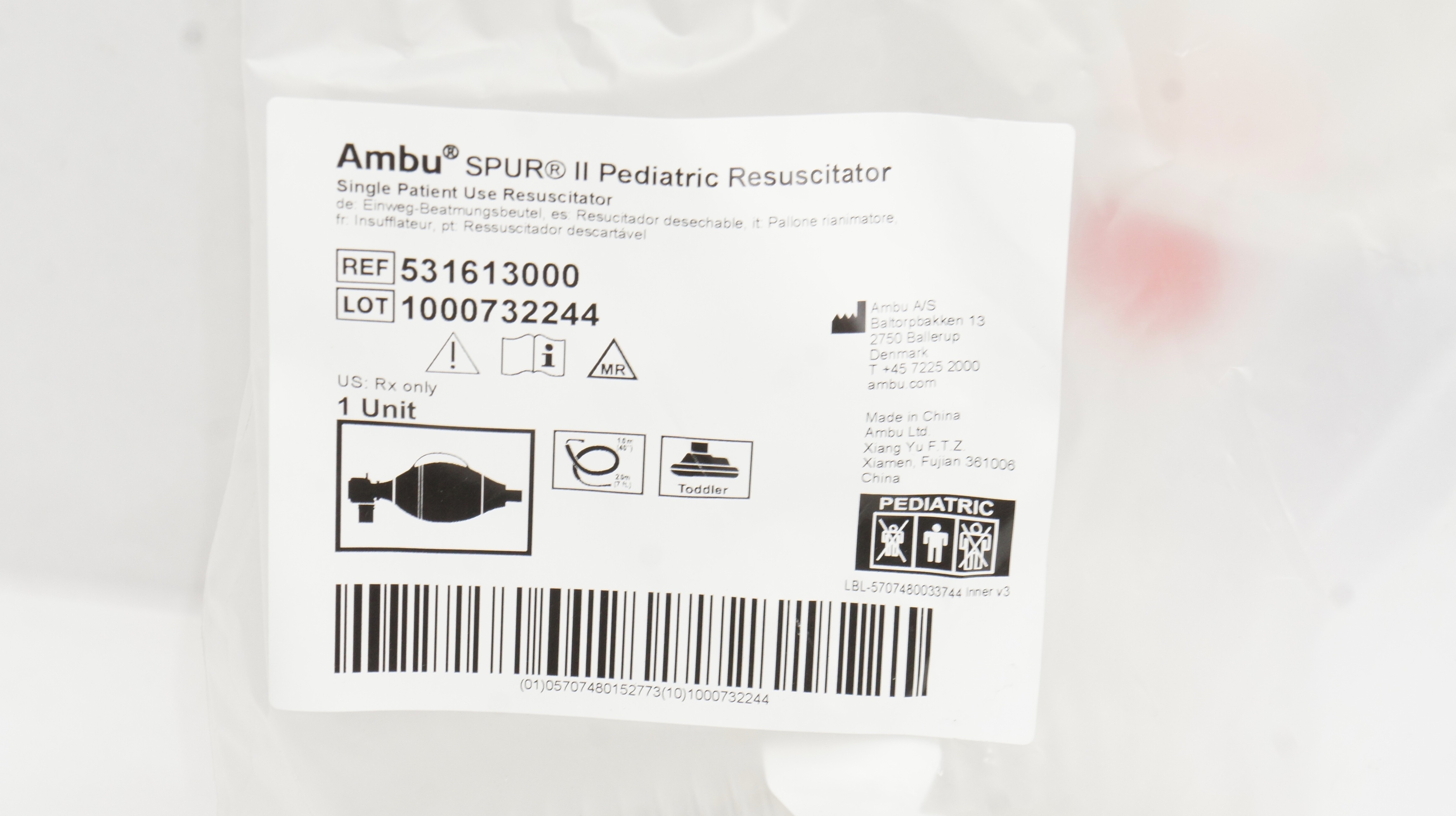 AMBU 531613000 Spur II Adult Resuscitator 40inch 7ft.