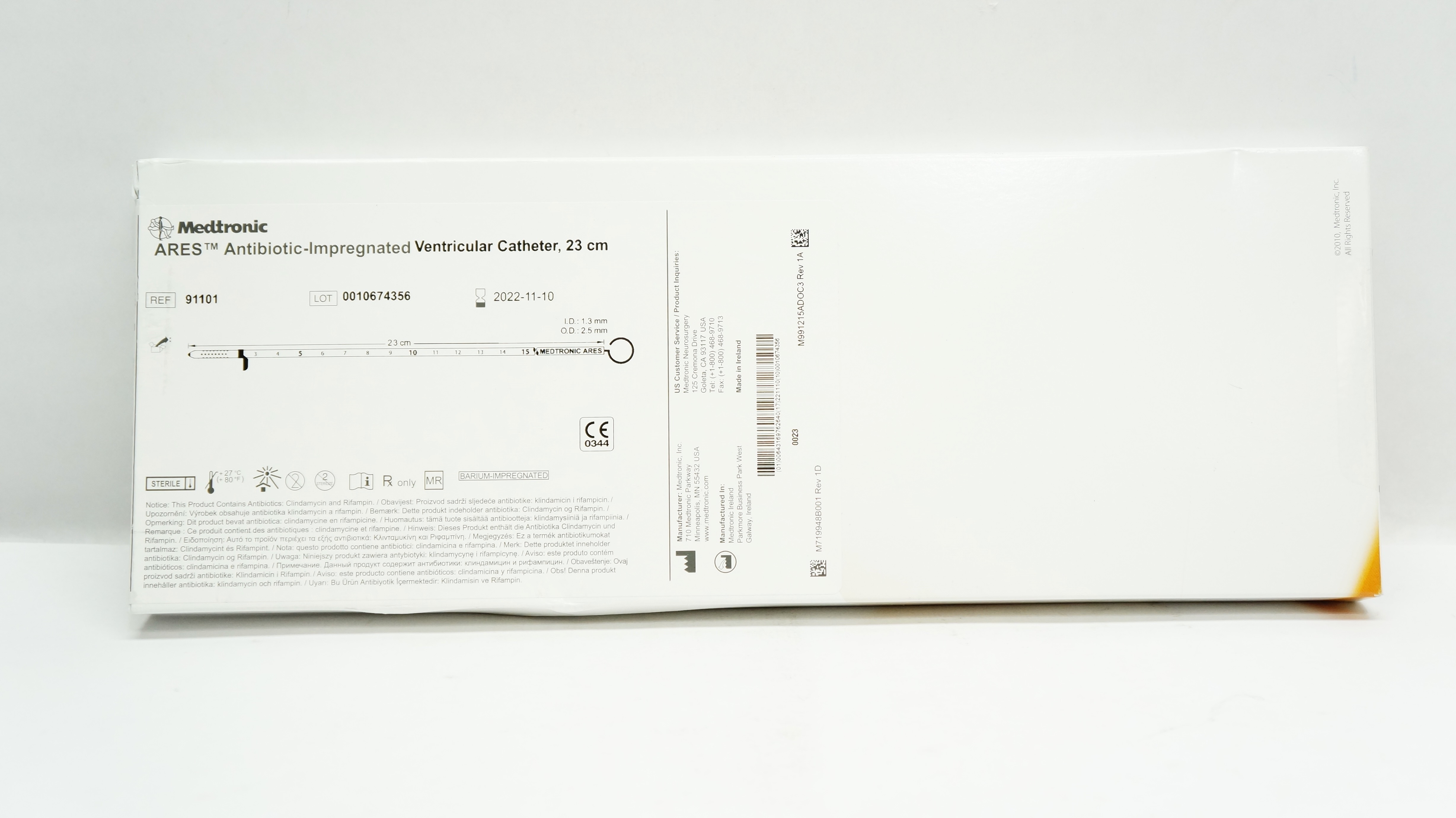 Medtronic 91101 ARES Antibiotic-Impregnated Ventricular Cath. 23cm (x)