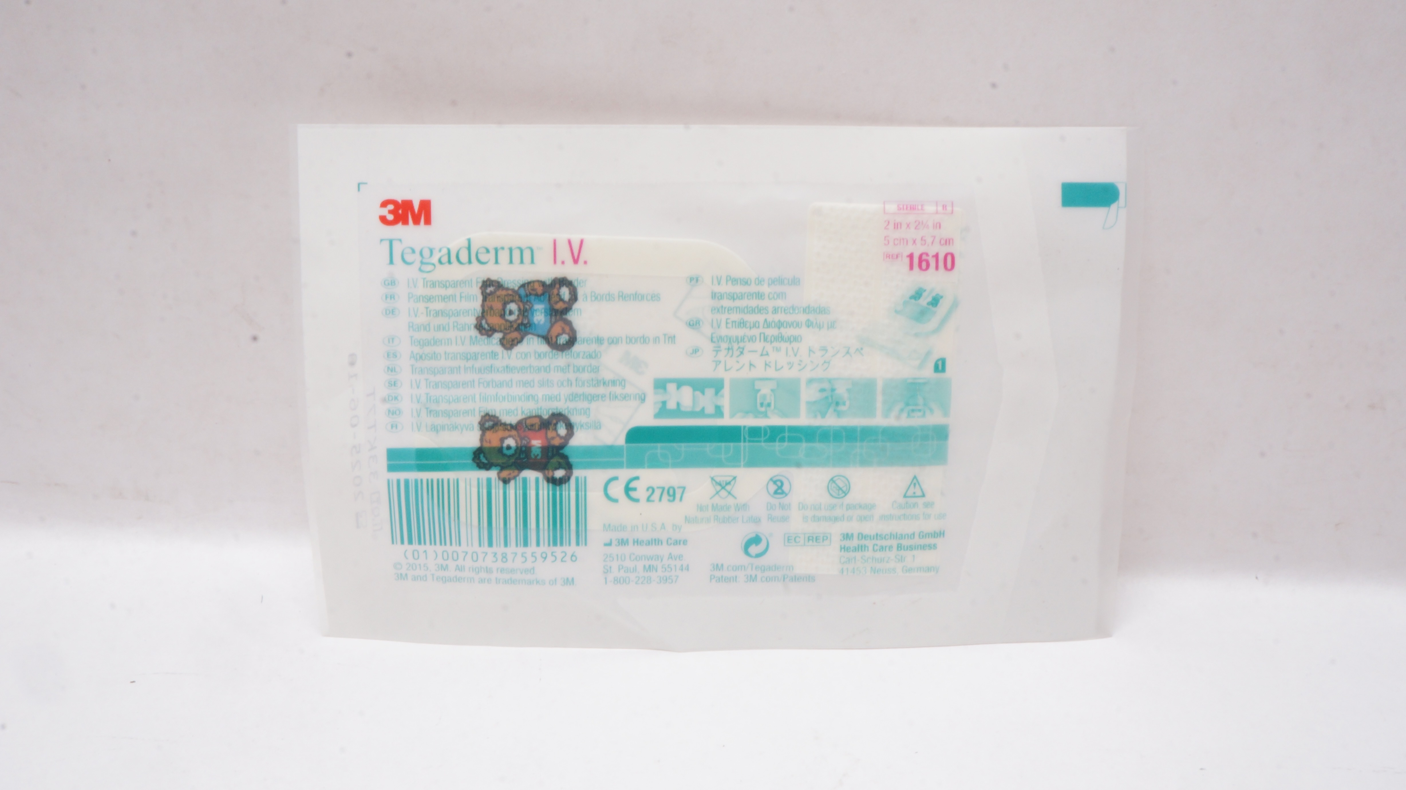 3M 1610 Tegaderm I.V. Transparent Film Dressing 2inch x 2-1/4inch