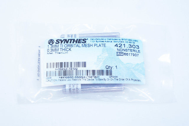 Synthes 421.303 1.3mm Ti Orbital Mesh Plate 0.3mm Thick