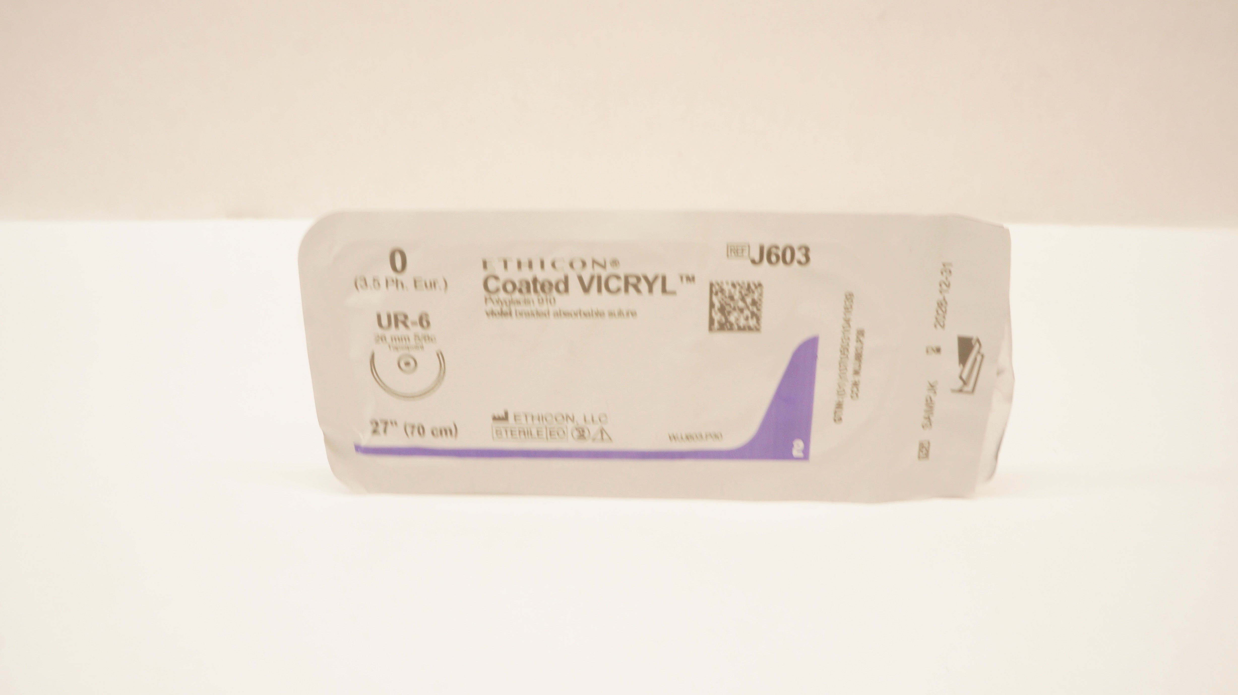 Ethicon J603 0 Coated VICRYL, UR-6, 26mm 5/8c Taperpoint, 27inch