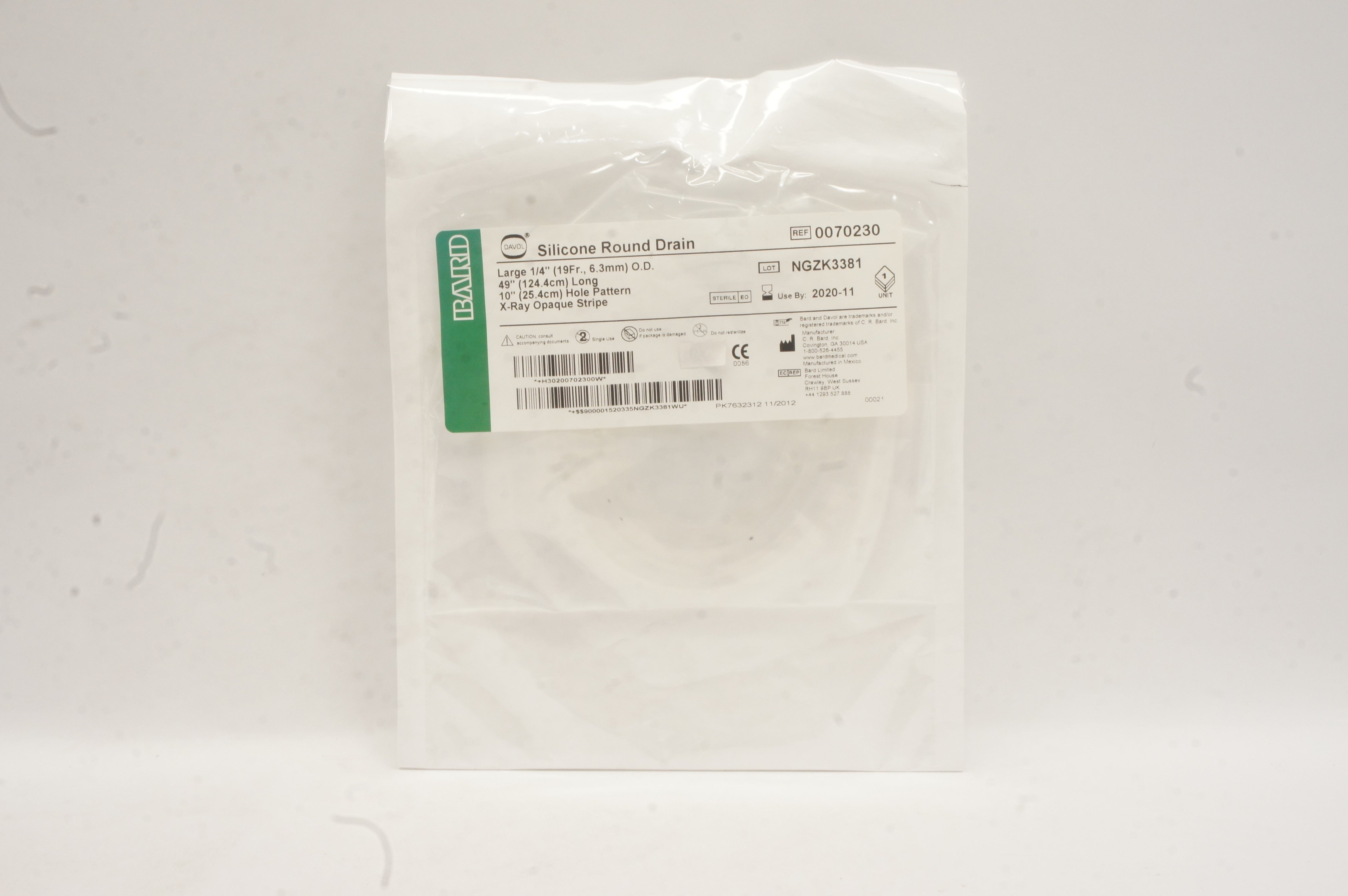 Bard 0070230 Davon Silicone Round Drain Large 1/4inch 49inch Long (x)