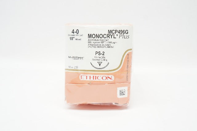 Ethicon MCP496G 4-0 Stre  PS-2 19mm 3/8c Reverse Cutting 18inch (x)-Pack of 12