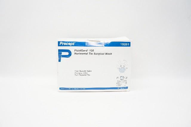 Precept 15251 FluidGard 120 Horizontal Surgical Mask, Blue, Ties - Box of 50