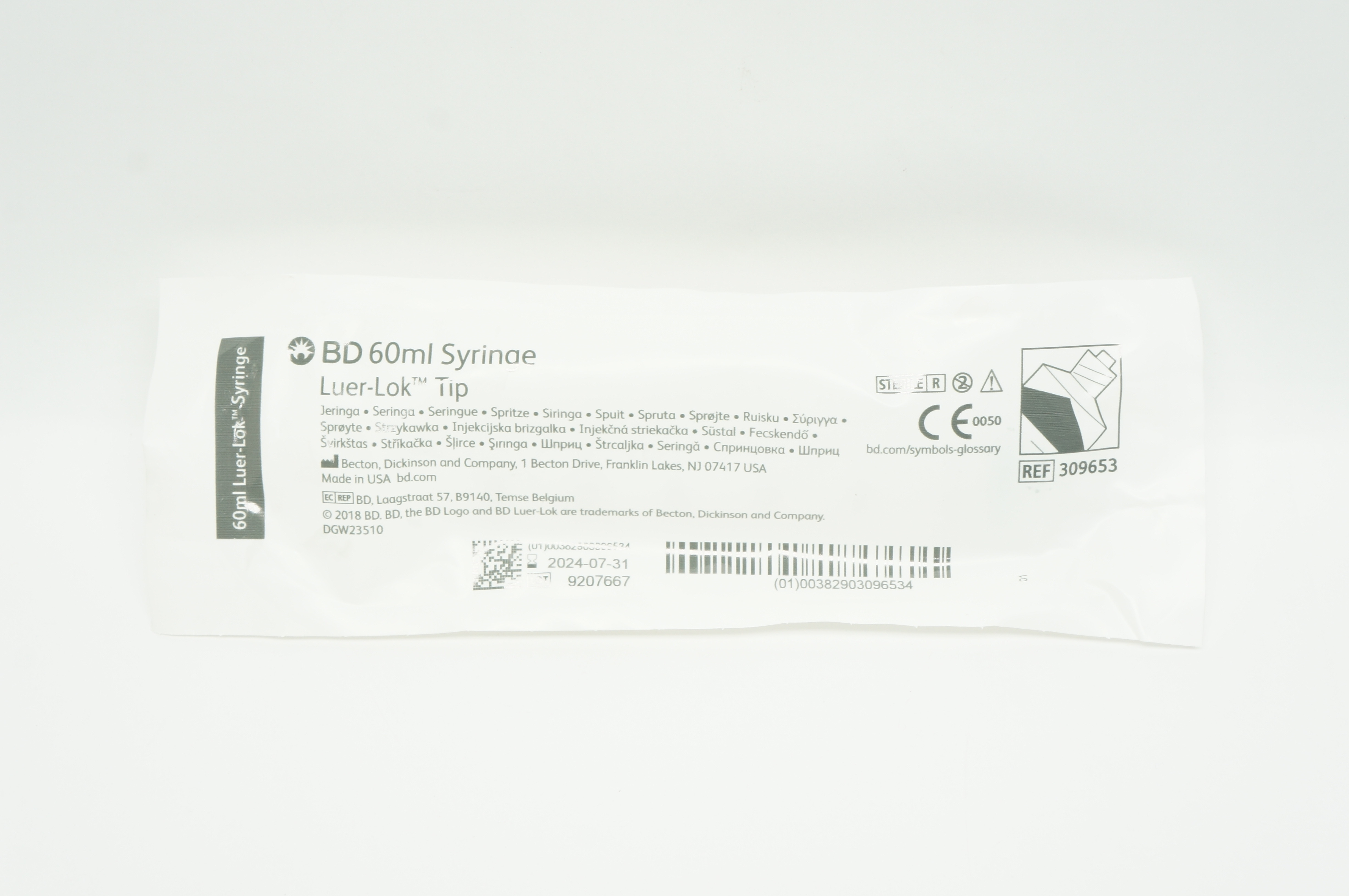 BD 309653 60ml Syringe Luer-Lok Tip