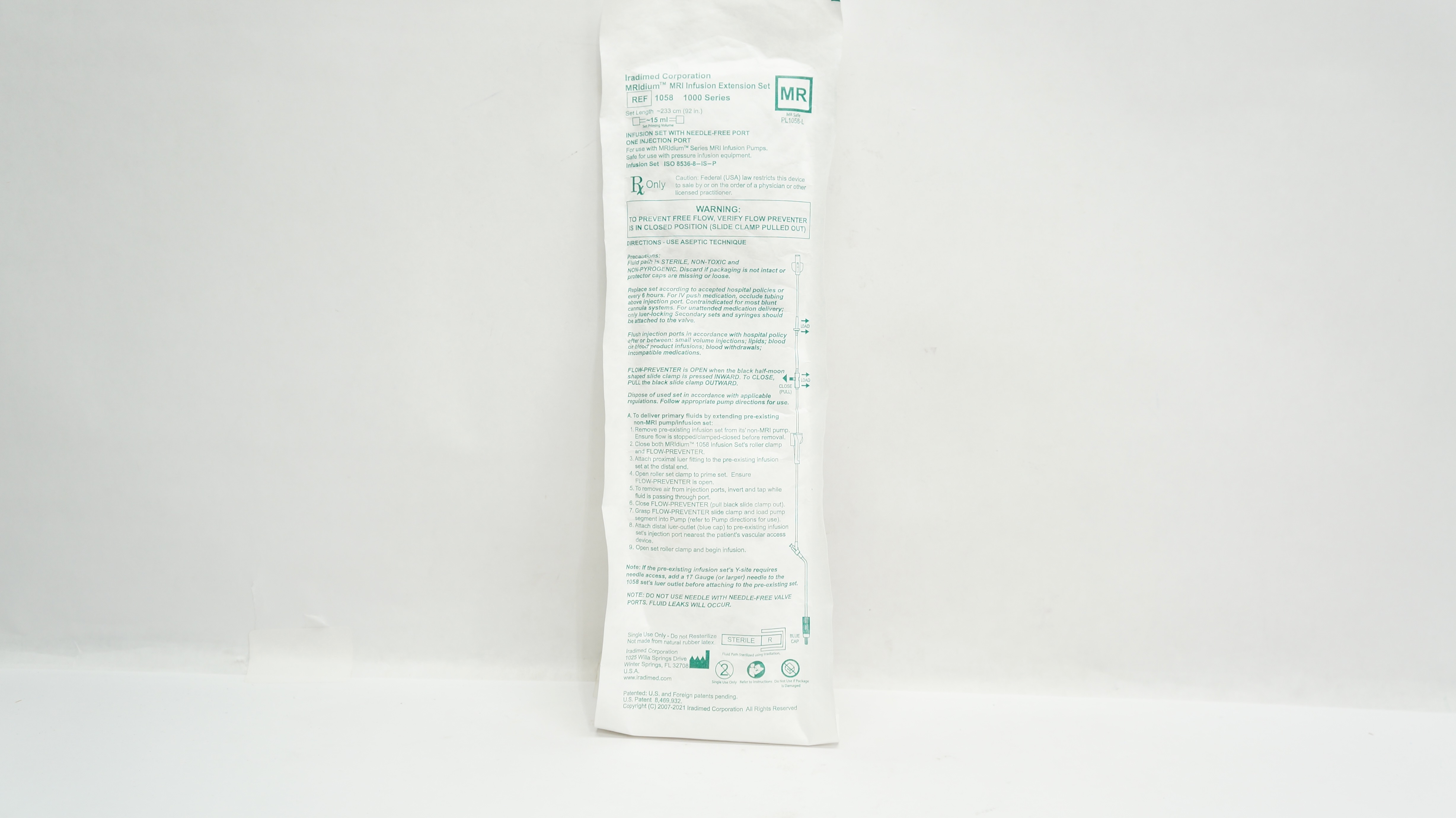 Iradimed 1058 MRidium MRI Infusion Extension Set, 1000 Series, 92inch, 15mL