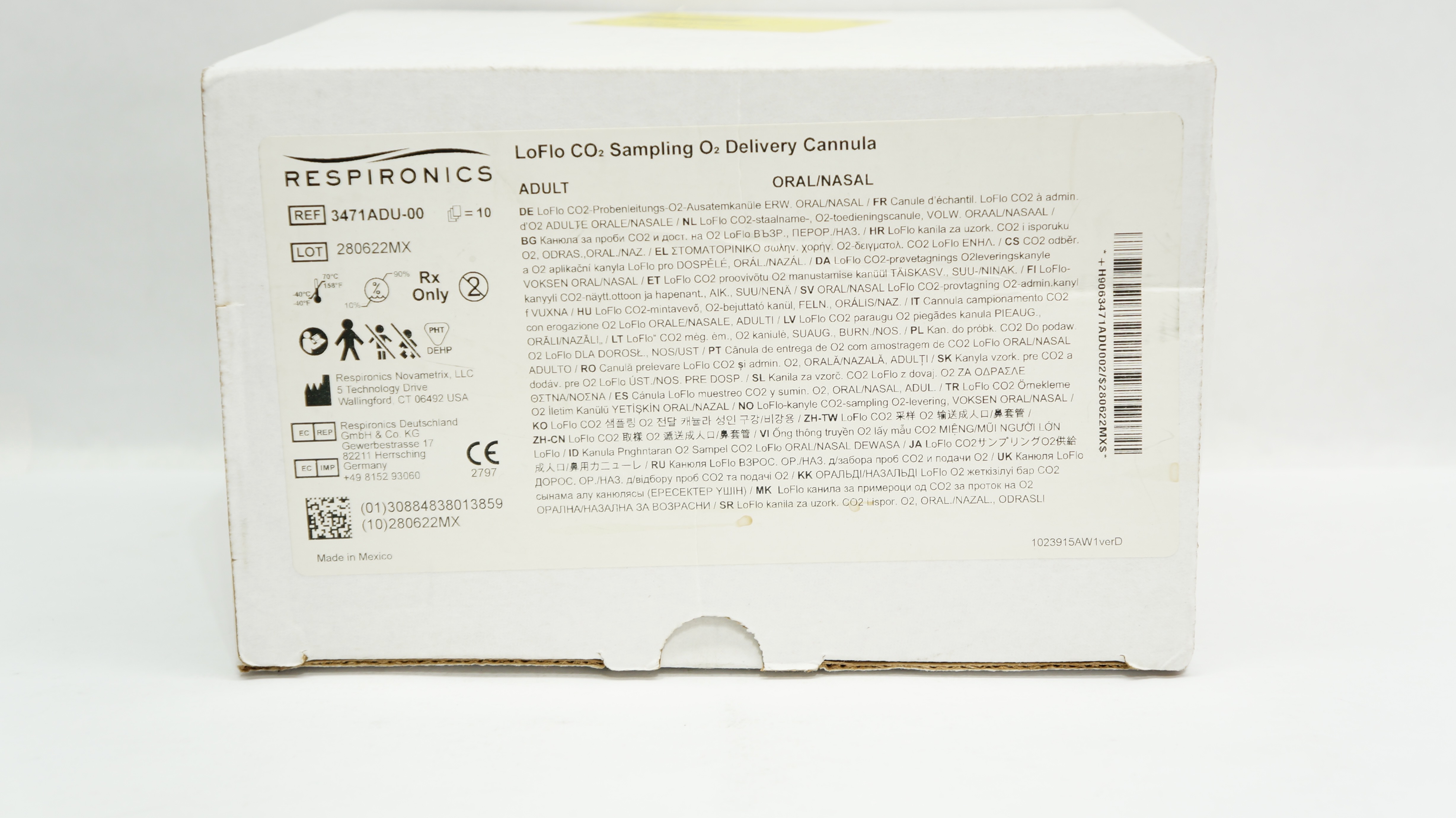 Respironics 3471ADU-00 LoFlo CO2 Sampling Delivery Cannula Adult - Box of 10