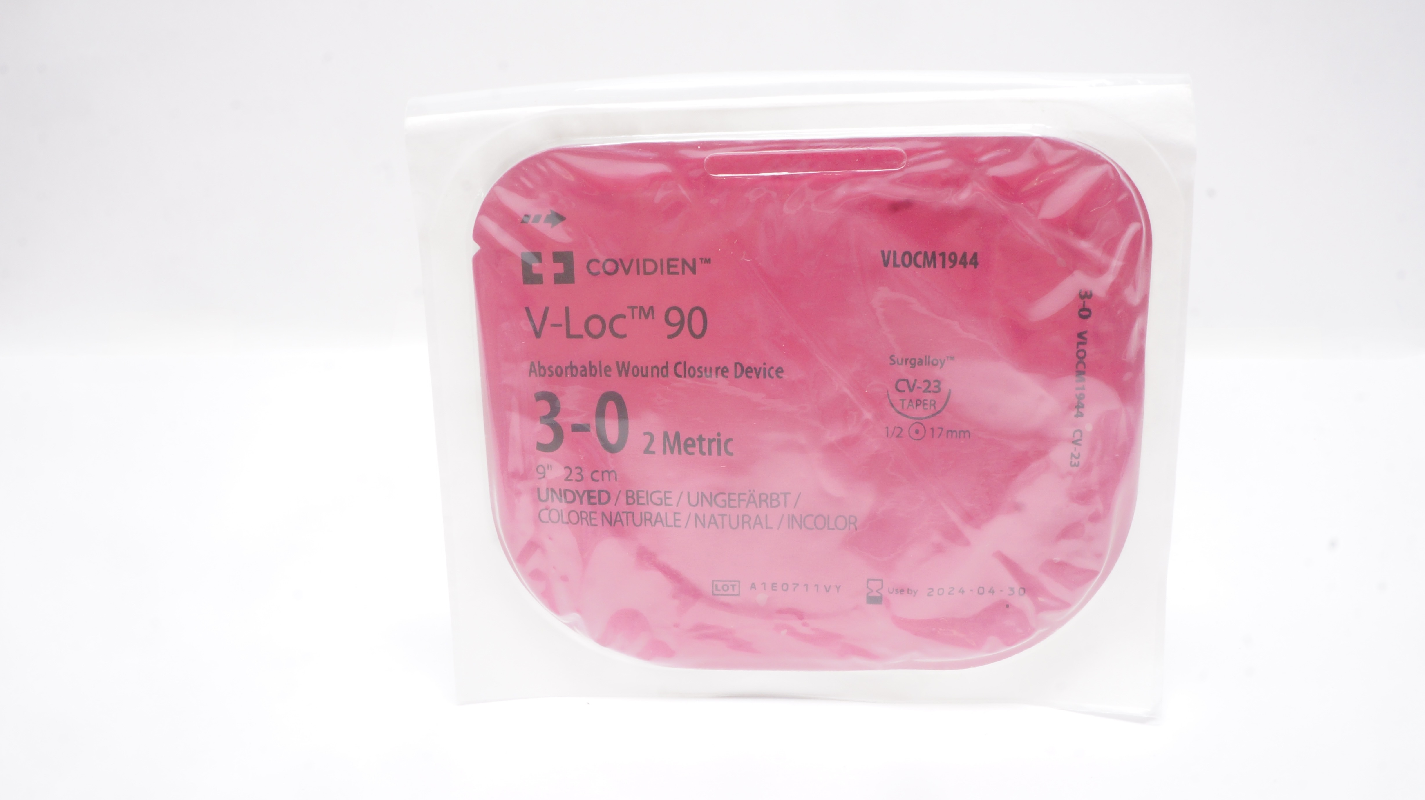 Covidien VLOCM1944 3-0 V-Loc 90 Absorbable Wound, CV-23, 1/2c 17mm
