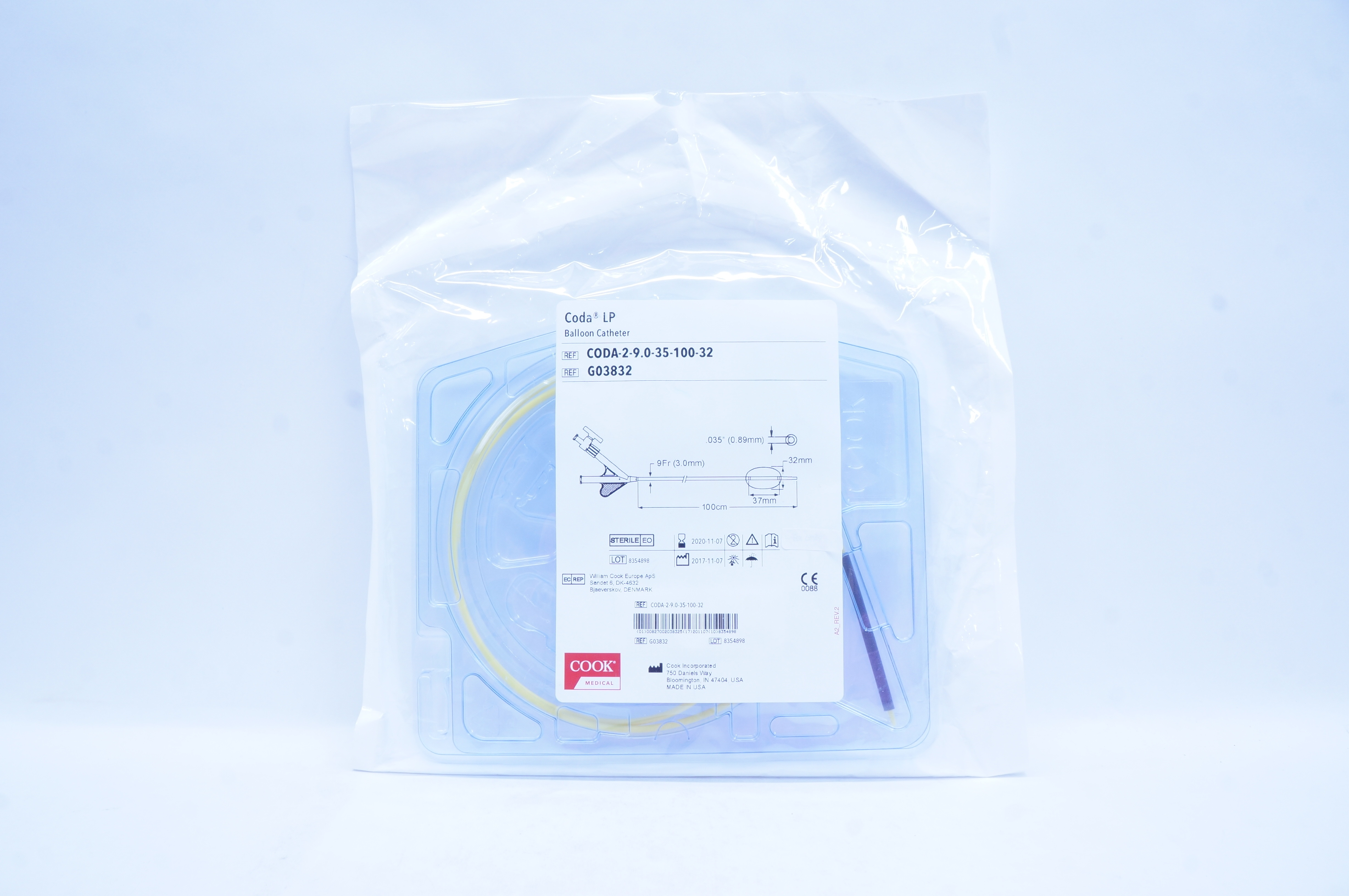 Cook Medical G03832 Coda LP Balloon Cath. 9Fr x .035inch x 100cm (x)
