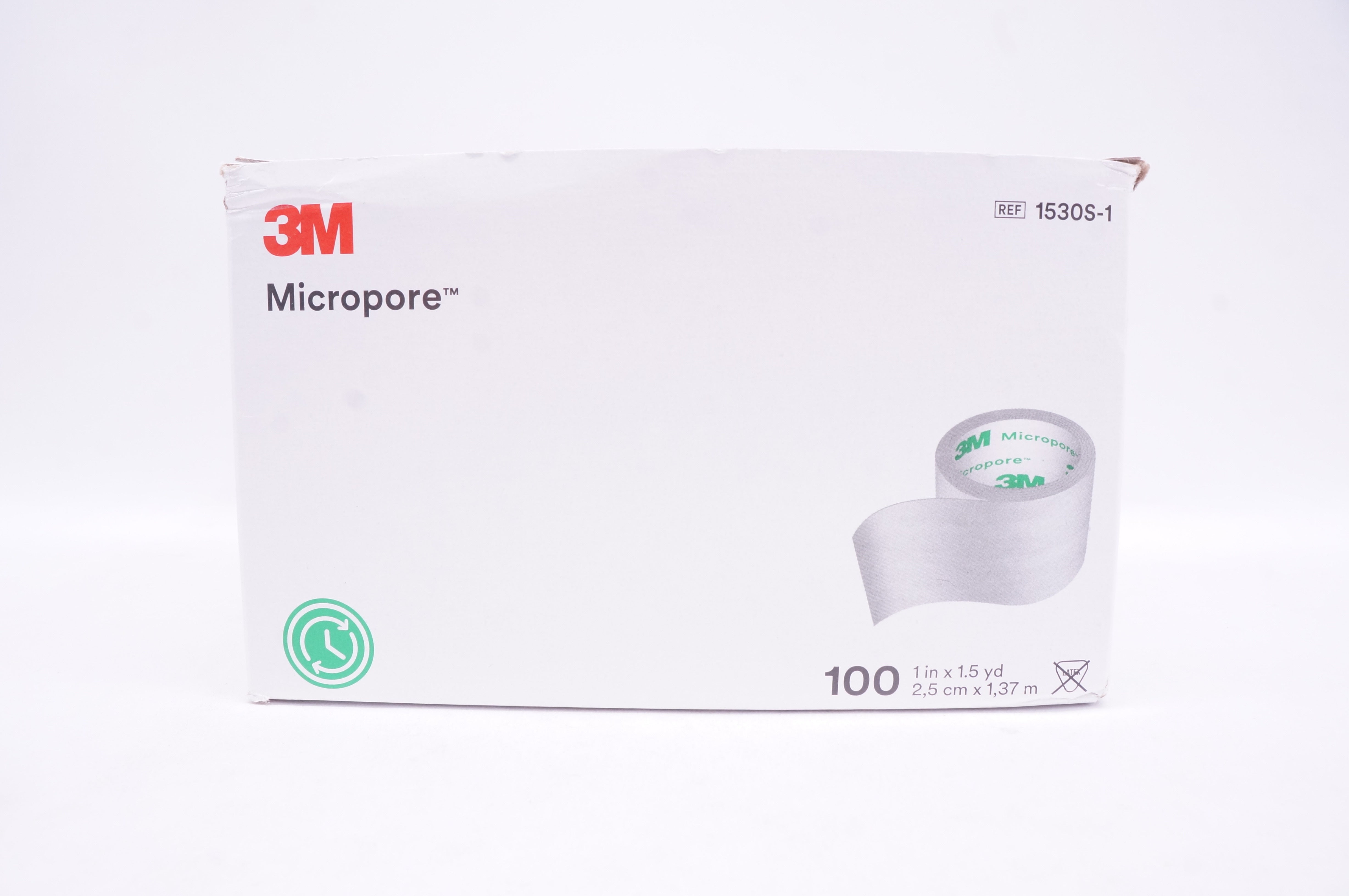 3M 1530S-1 Micropore Surgical Tape 1 inch x 1.5 yd. - Box of 100