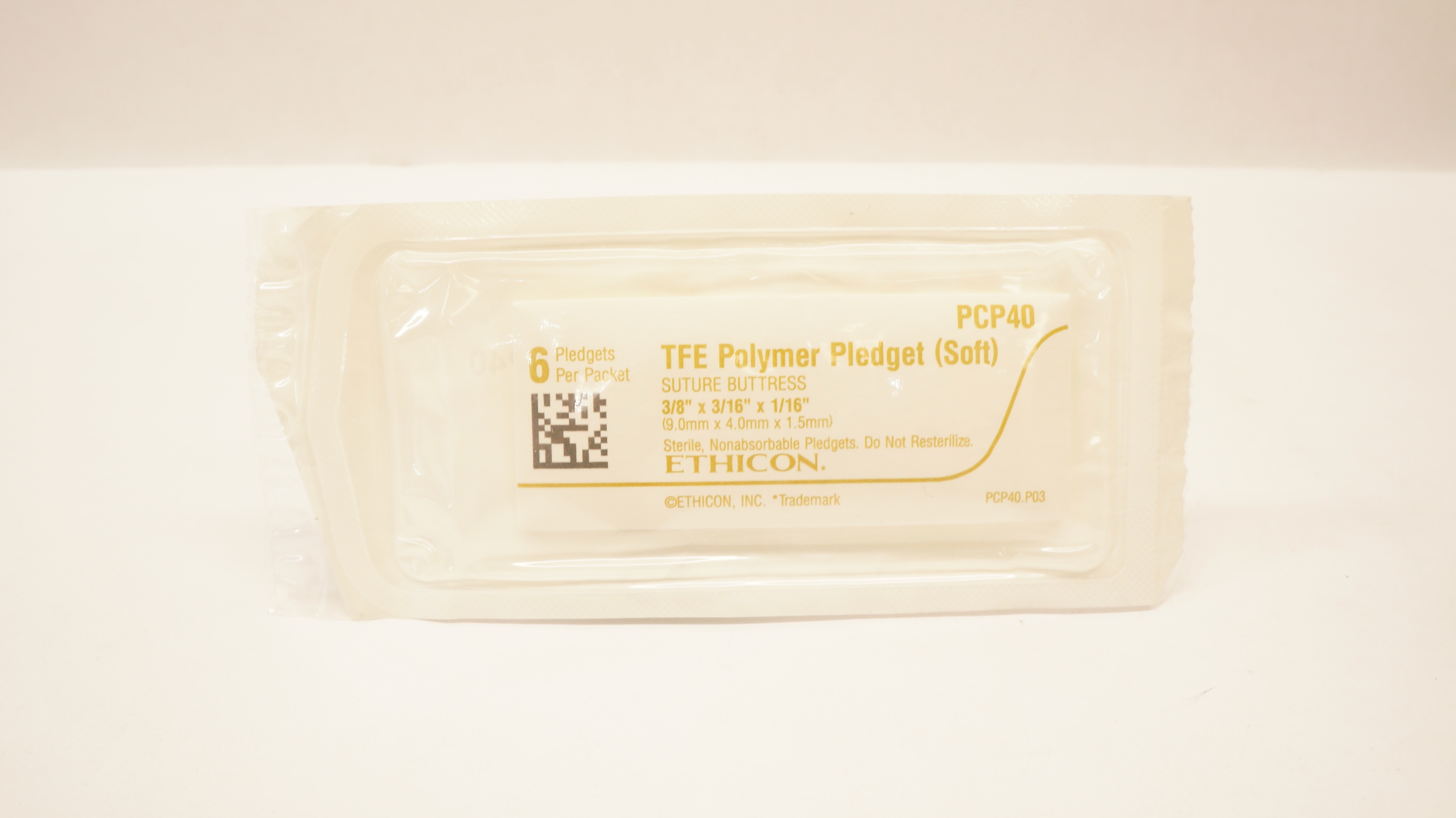 Ethicon PCP40 TFE 6 Polymer Pledget Soft Stre Buttress 3/8 x 3/16 x 1/16inch (x)