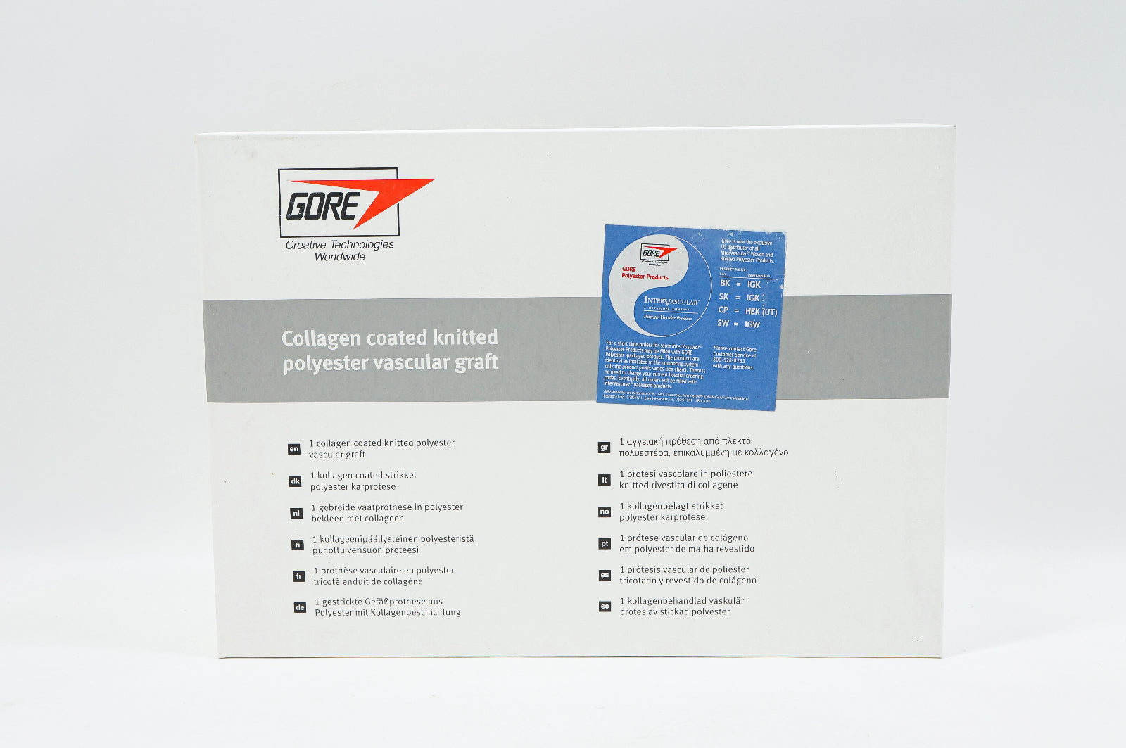 Gore BK2211 Collagen Coated Knitted Polyester Vascular Graft 22x11mm x 50cm (x)
