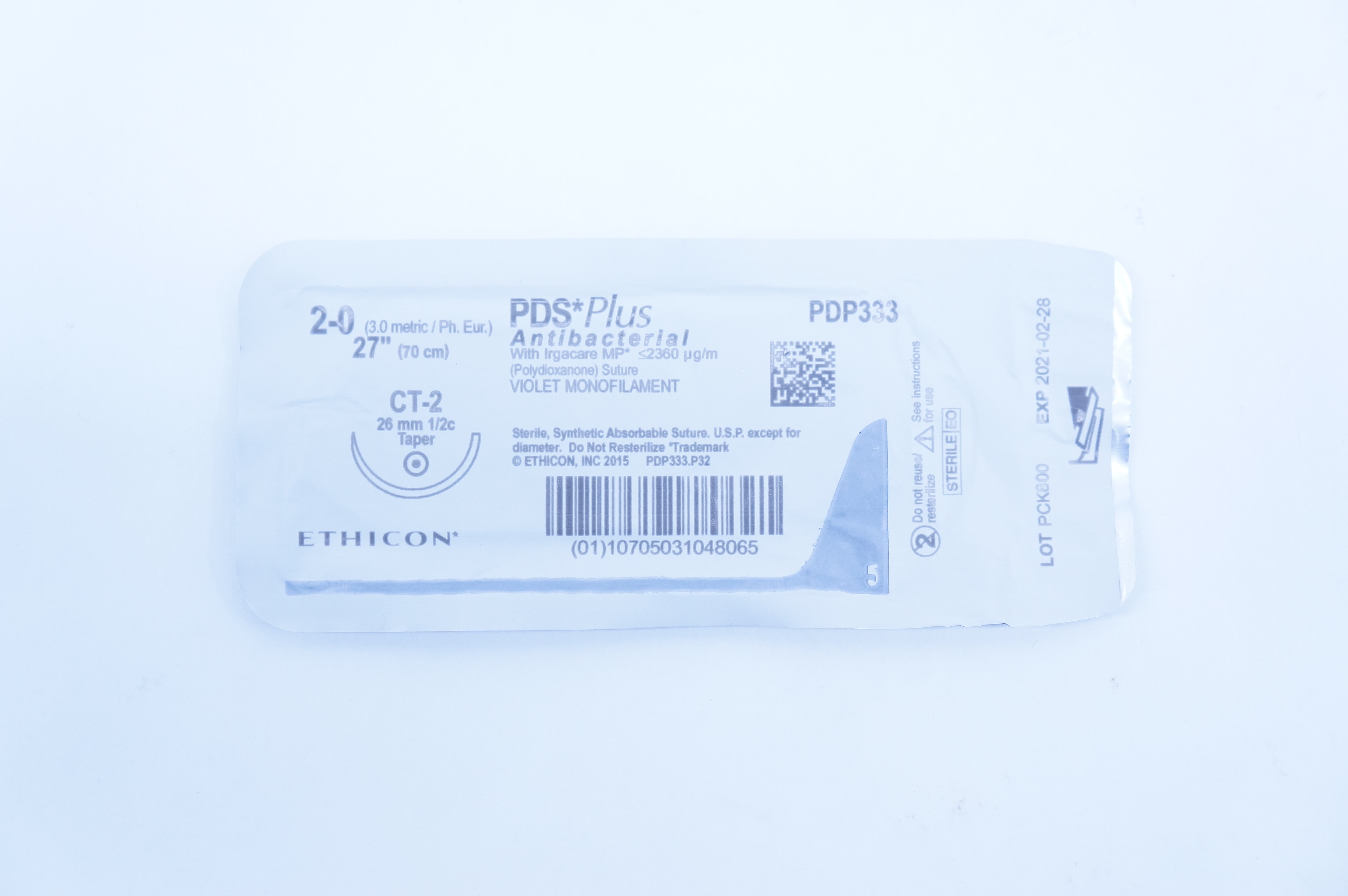 Ethicon PDP333 2-0 PDS Plus, CT-2, 26mm 1/2c Taper, 27inch