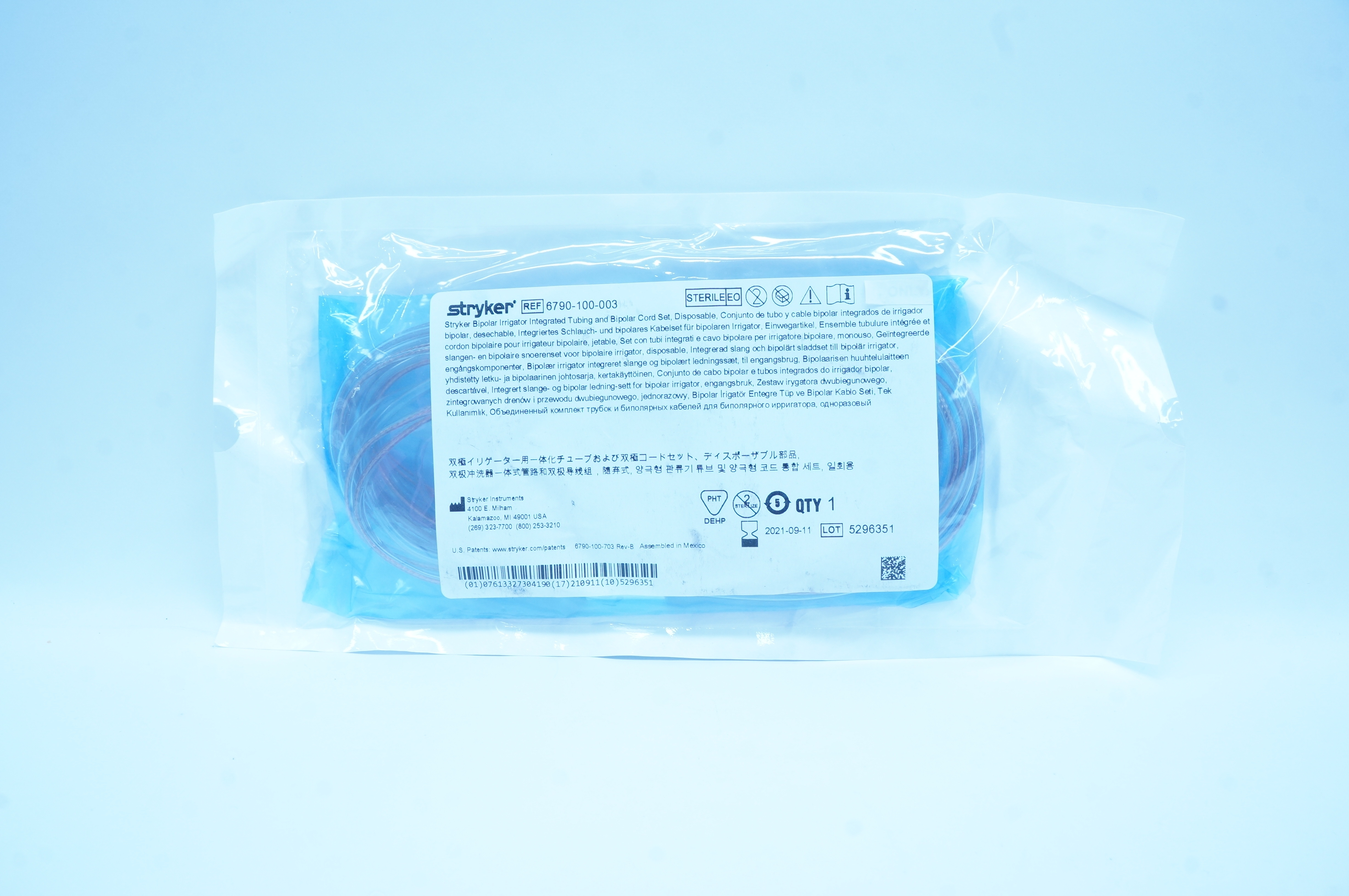 Stryker 6790-100-003 Bipolar Irrigator Integrated Tubing And Bipolar Cord Set