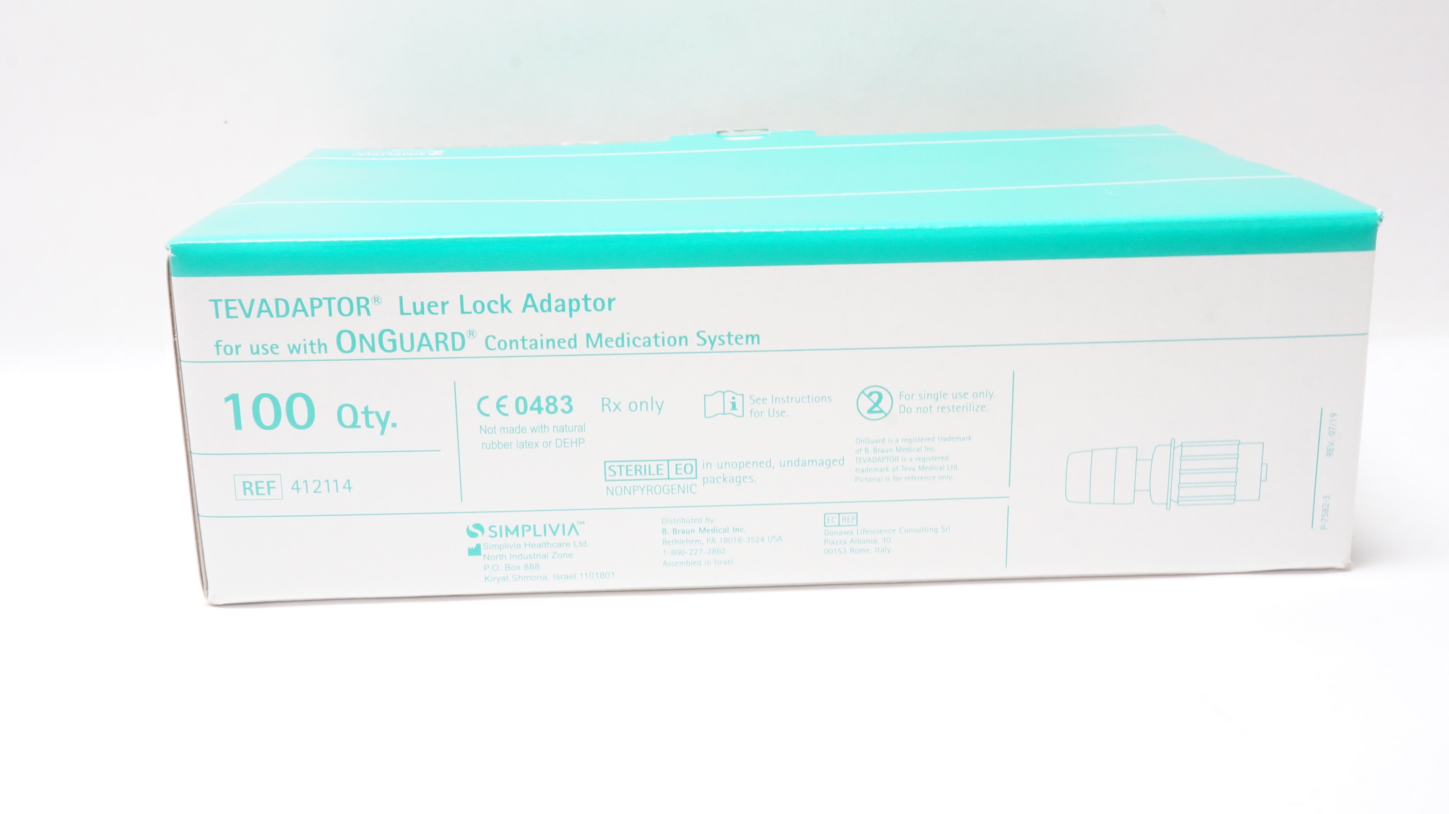 Simplivia Healthcare 412114 Tevadaptor Luer Lock Adapter - Box of 100