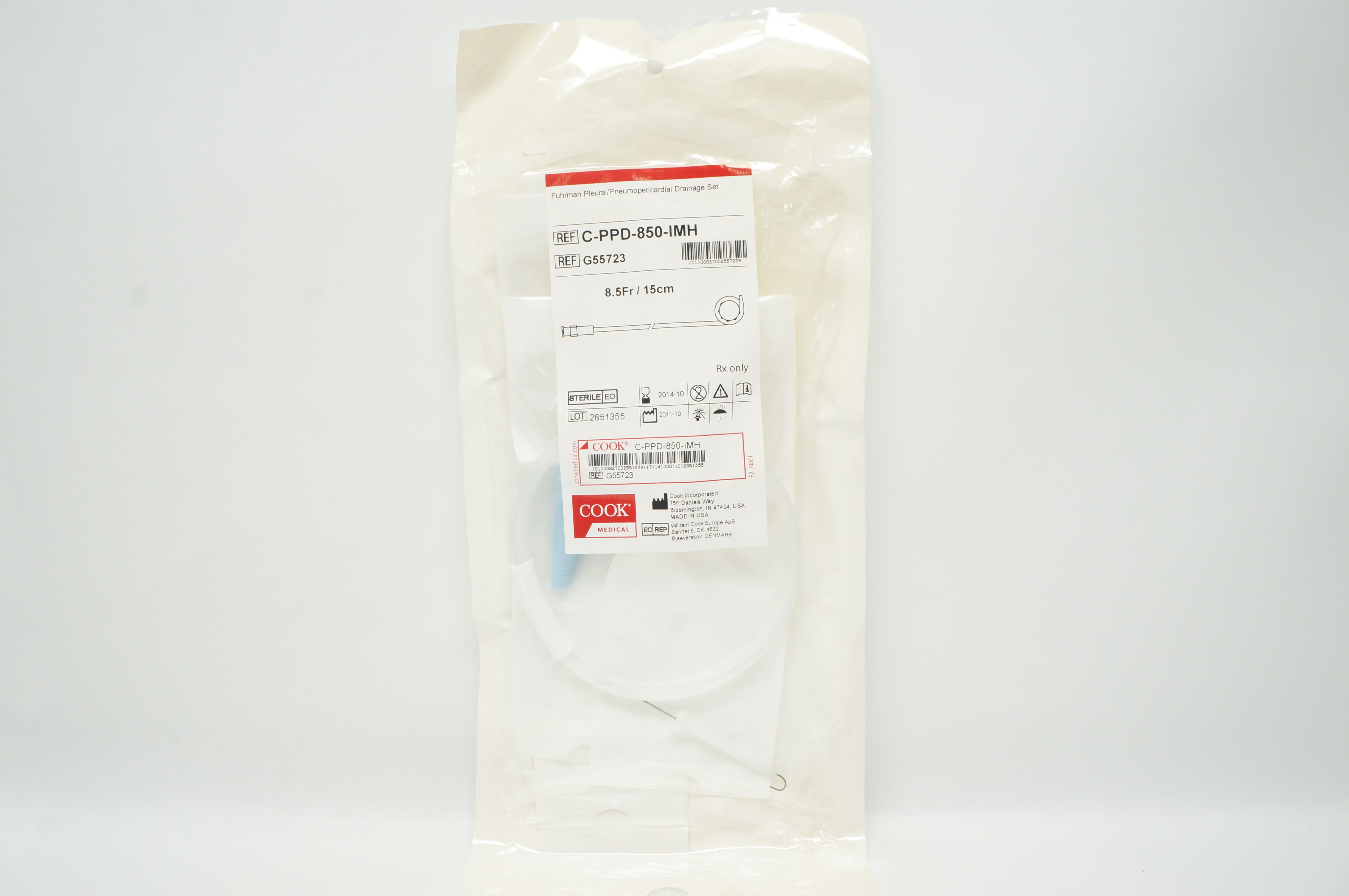 Cook Medical G55723 Fuhrman Pleural/Pneumopericardial Drainage Set 8.5Fr (x)