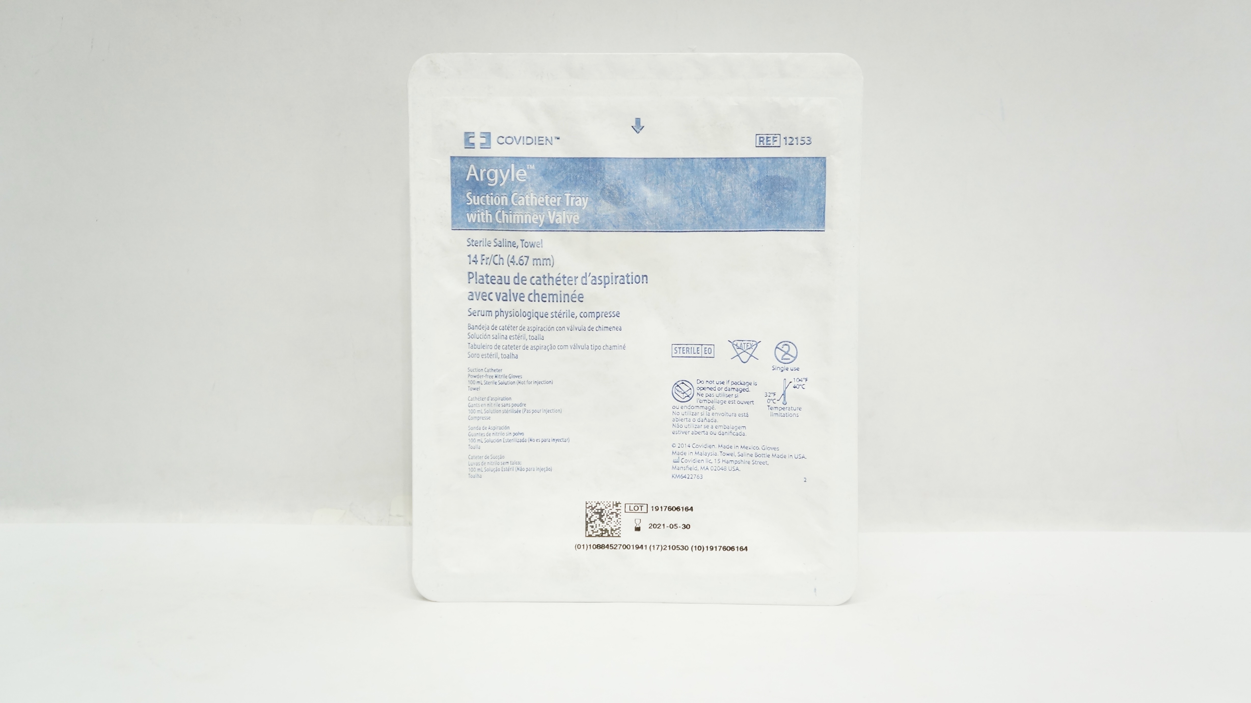 Covidien 12153 Argyle Suction Cath. Tray with Chimney Valve 14 Fr/Ch (x)