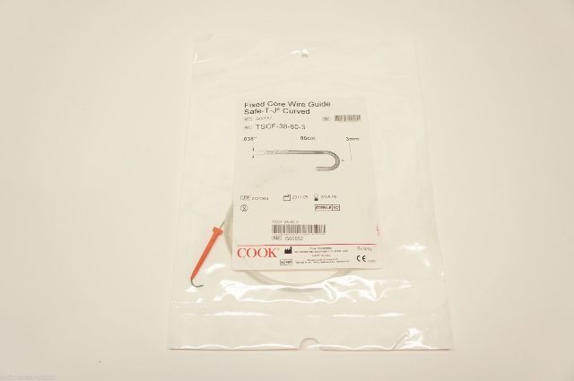 TSCF-38-80-3 ~ Cook Medical Fixed Core Wire Guide Curved 0.038in. x 80cm x 3mm