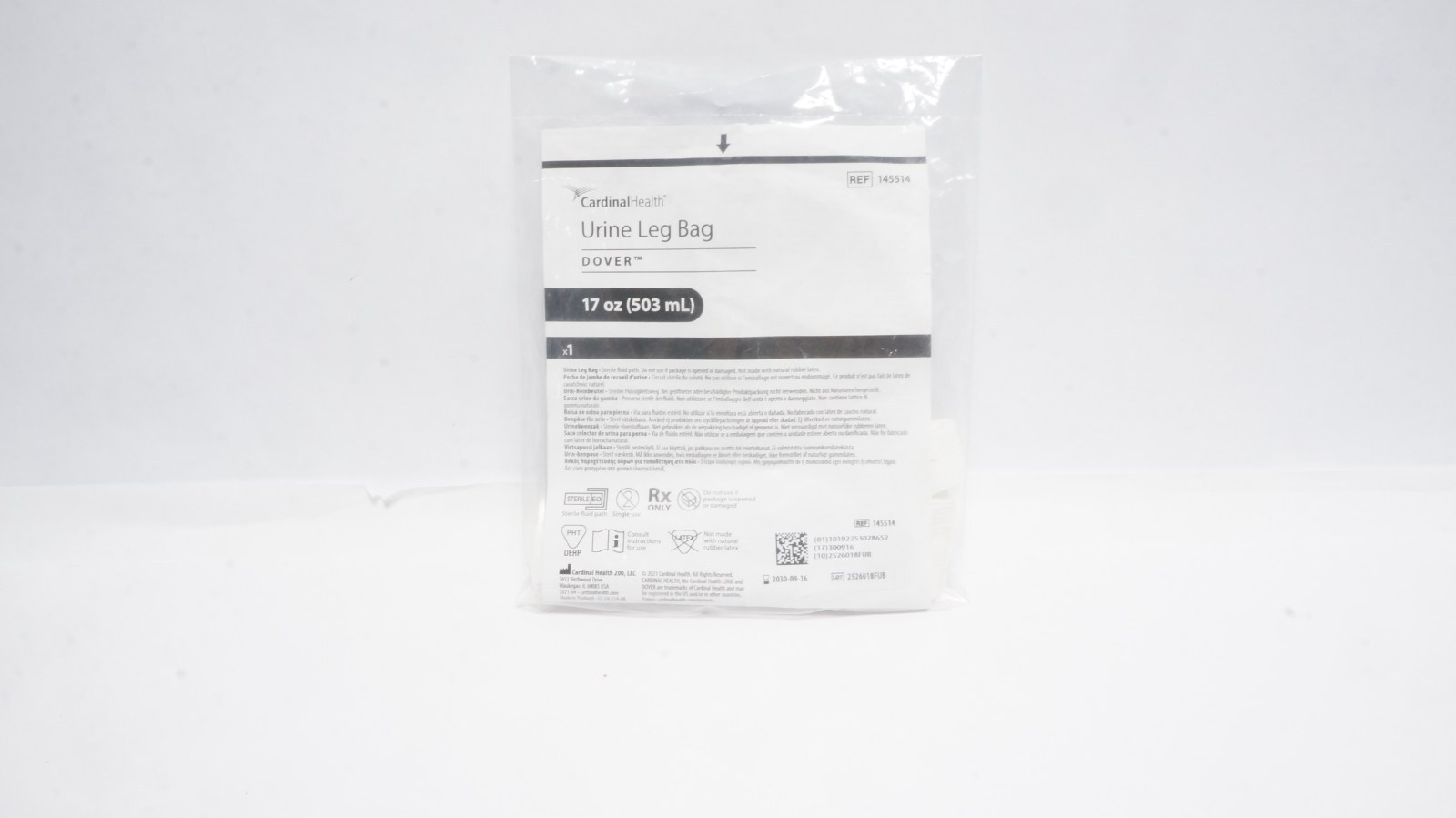 Cardinal Health 145514 Urine Leg Bag DOVER 17 oz (503 mL)
