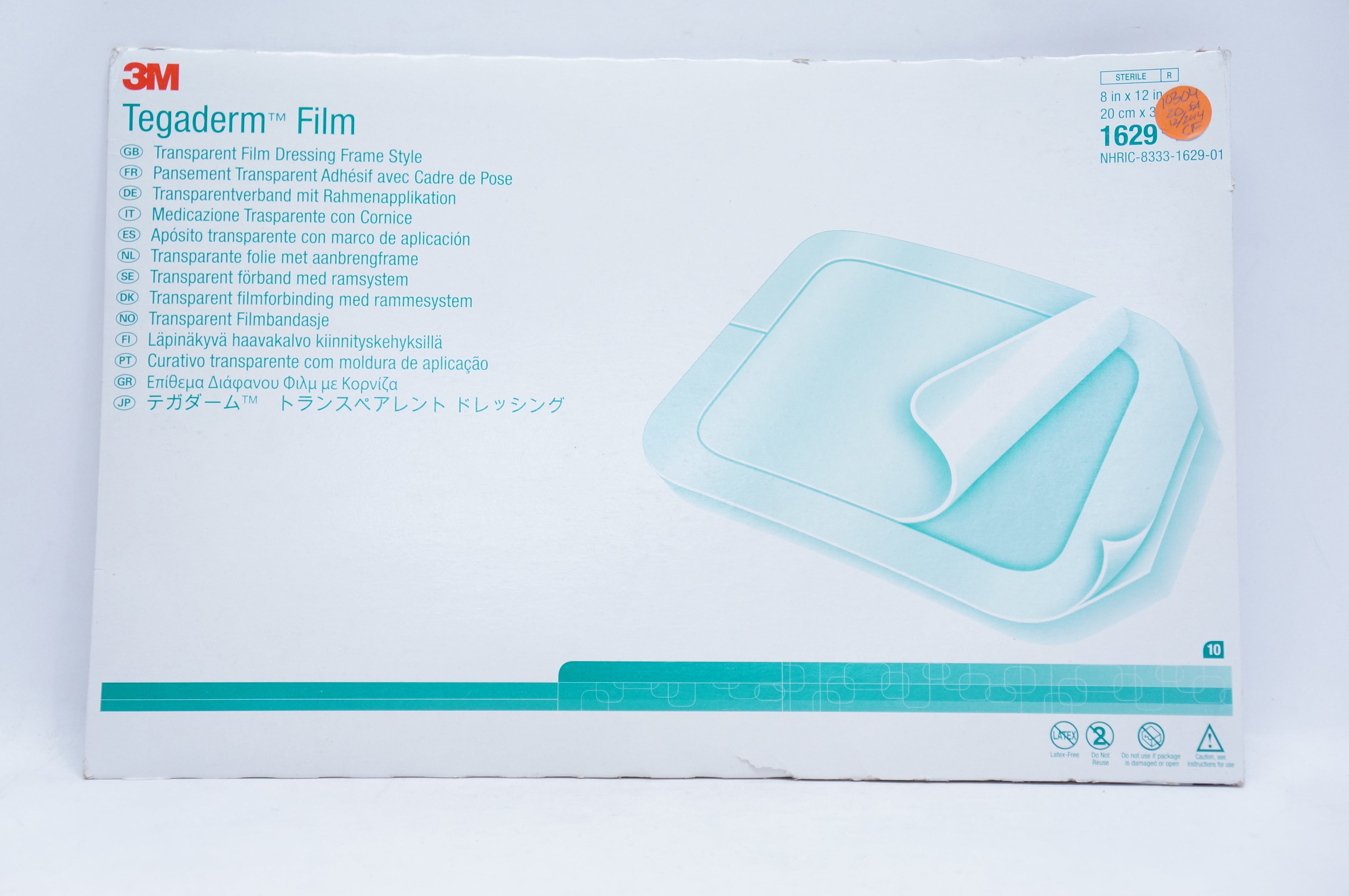 3M 1629 Tegaderm Film Transparent Film Dressing Frame 8inch x 12inch (x)