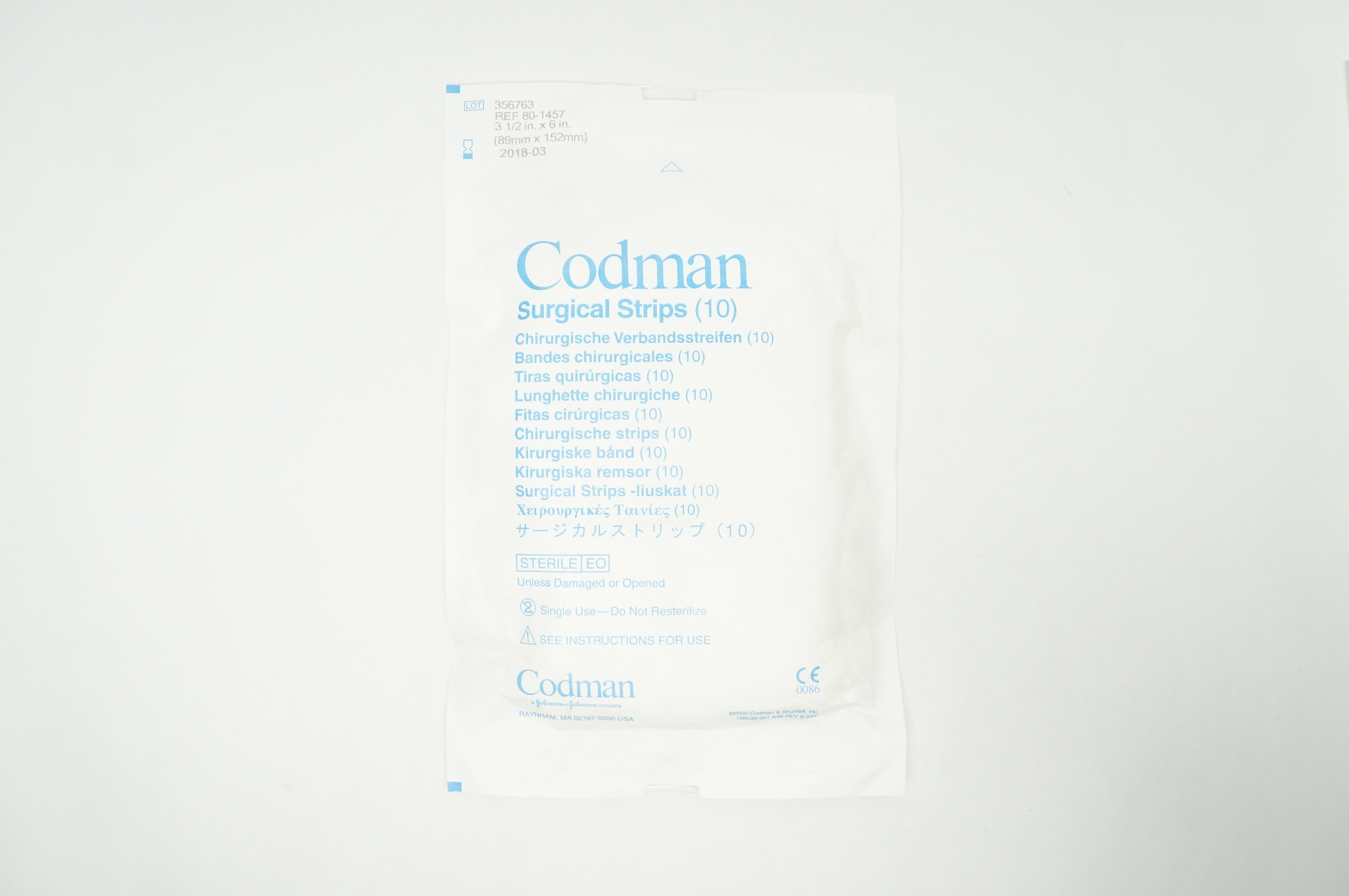 Codman 80-1457 Surgical Strips 3 1/2inch x 6inch (x) - Pack of 10