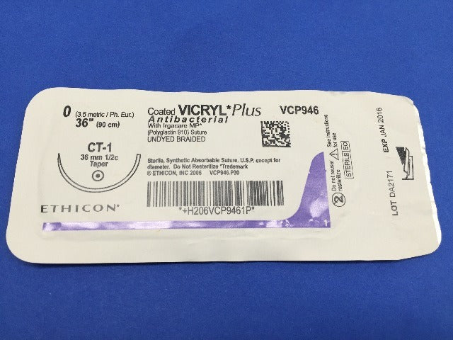 Ethicon VCP946 VICRYL Plus, CT-1, 36