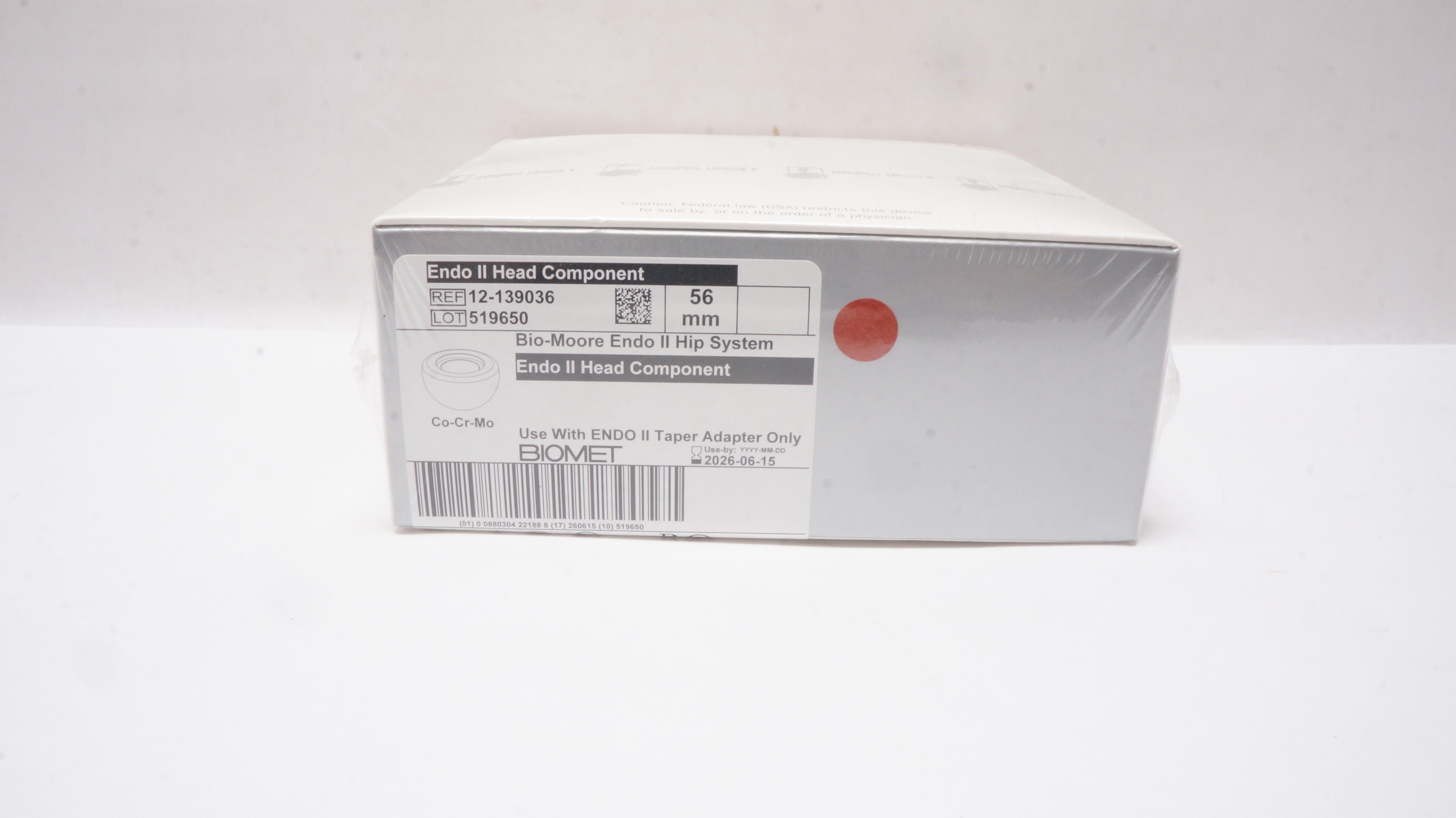 Biomet 12-139036 Bio-Moore Endo II Hip System, Endo II Head Component 56mm