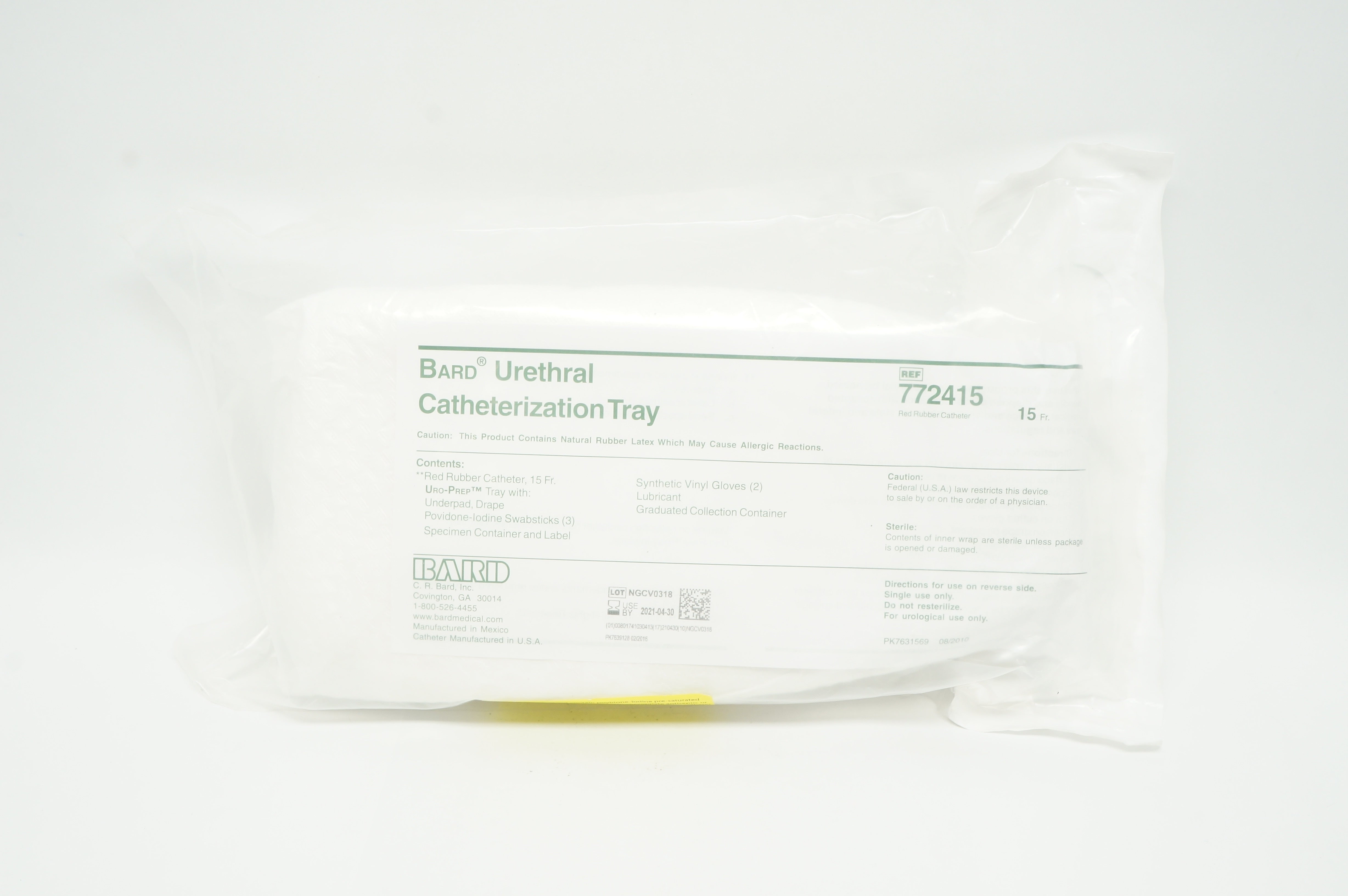 Bard 772415 Urethral Catheterization Tray 15 Fr (x)