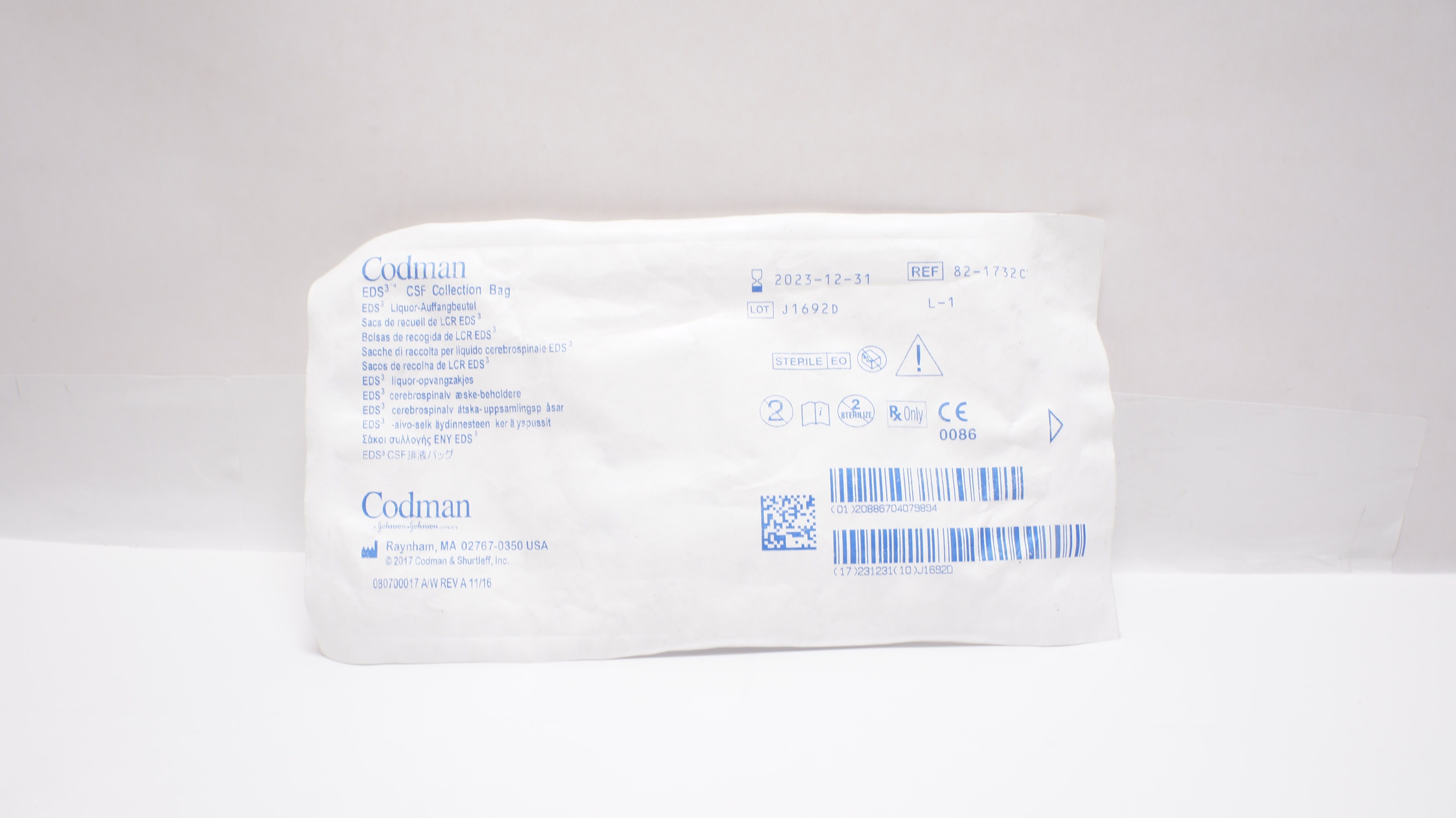Codman 82-1732C EDS3 CSF Collection Bag (x)