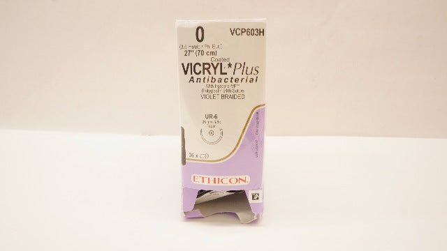 Ethicon VCP603H 0 VICRYL Plus UR-6 26mm 5/8c Taper Violet Braided 27-Box of29(x)