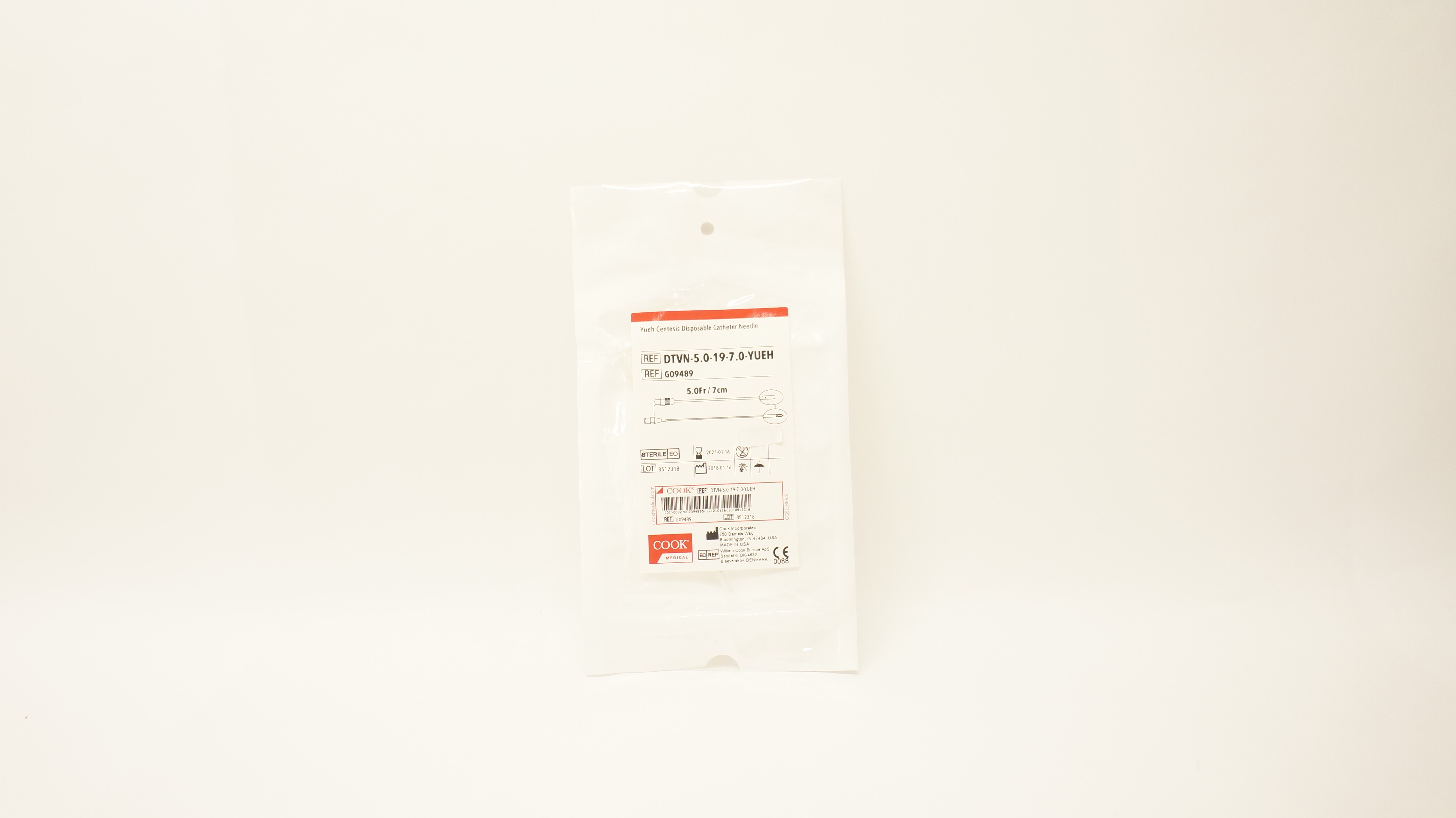 Cook Medical G09489 Yueh Centesis Disposable Cath. Ndle 5F x 7cm (x)