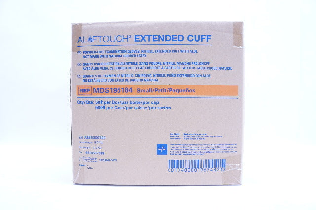 Medline MDS195184 Extended Cuff Powder-Free Examination Gloves Small - Box of 50