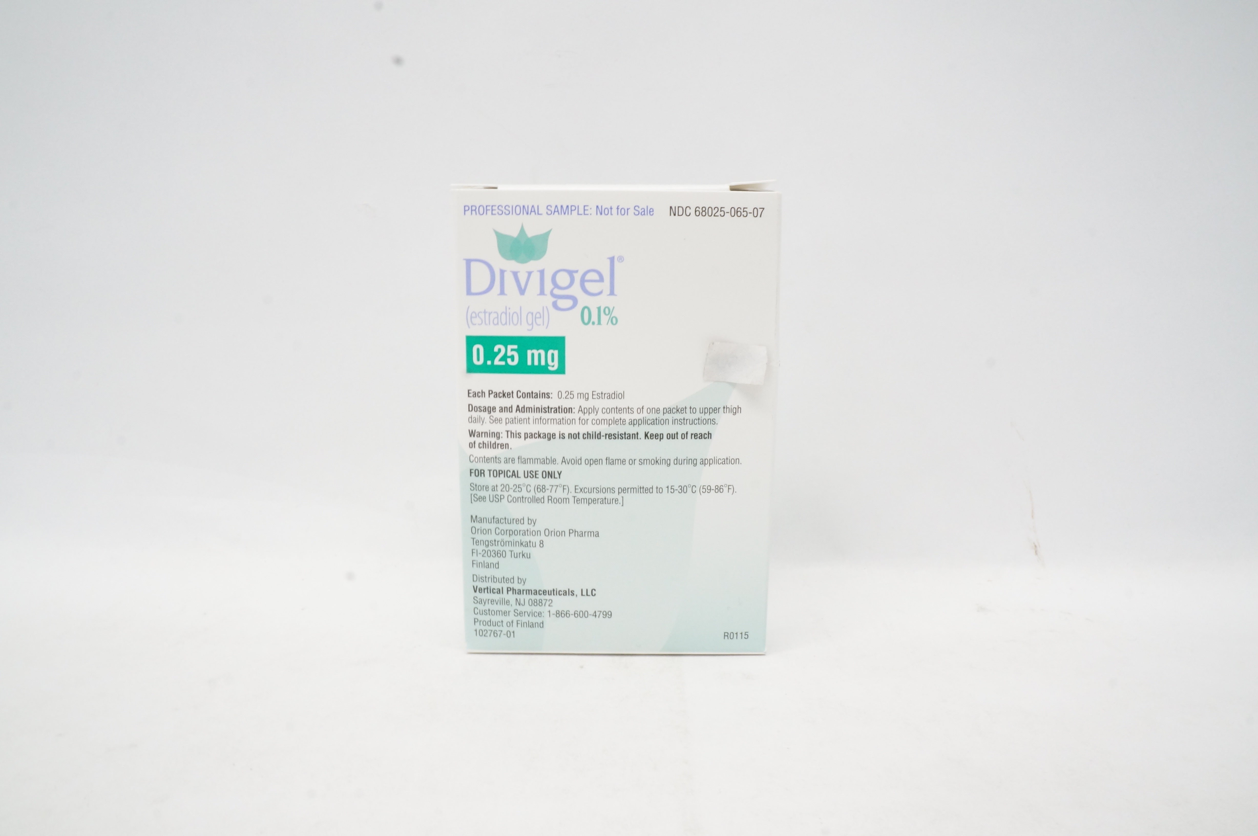 Orion Pharma Divigel Estradiol Gel 0.1% 0.25mg (x) - Box of 7