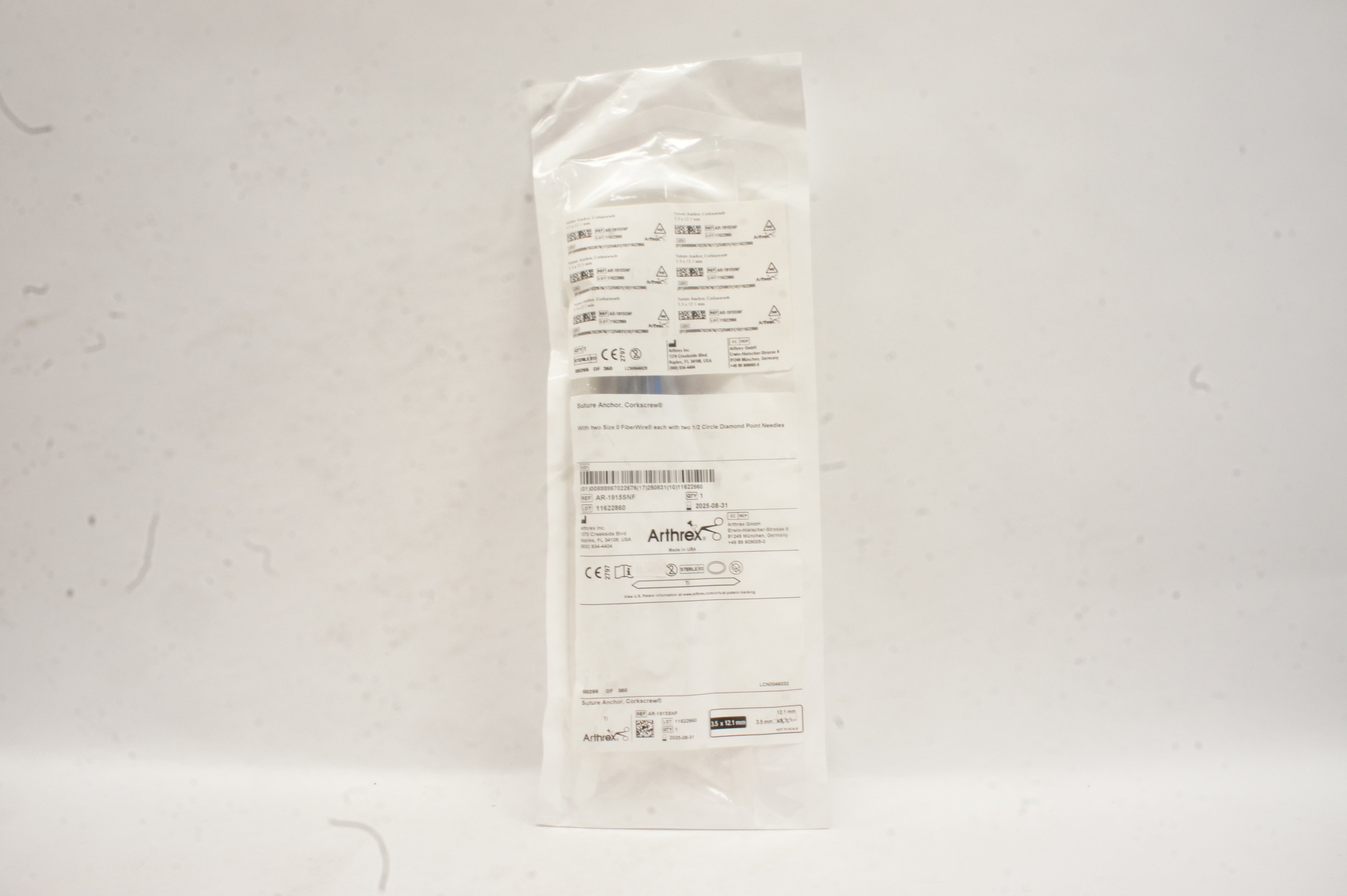 Arthrex AR-1915SNF Suture Anchor Corkscrew 3.5mm x 12.1mm