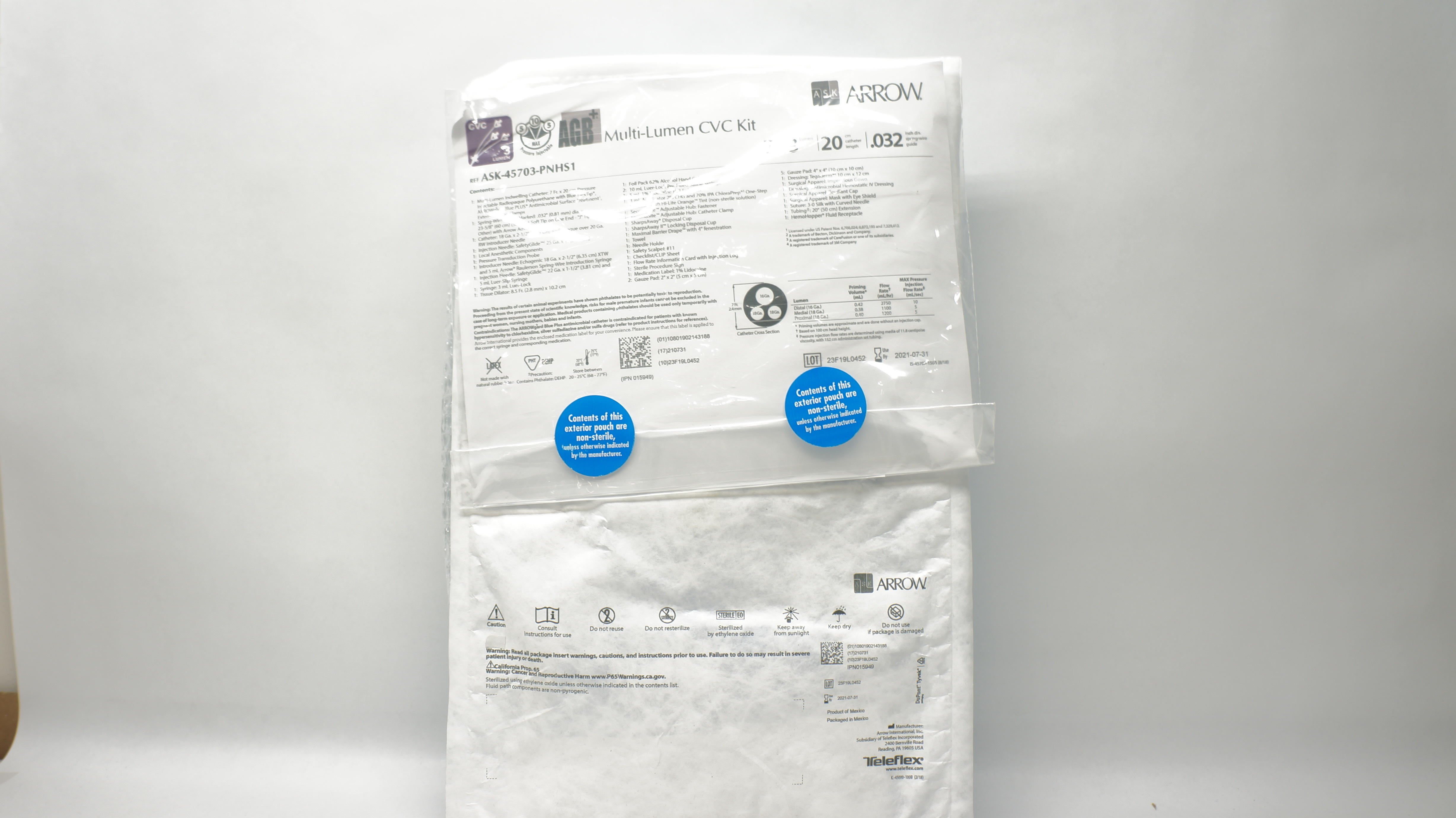 Teleflex ASK-45703-PNHS1 Arrow Multi-Lumen CVC Kit 7Fr x 20cm (x)