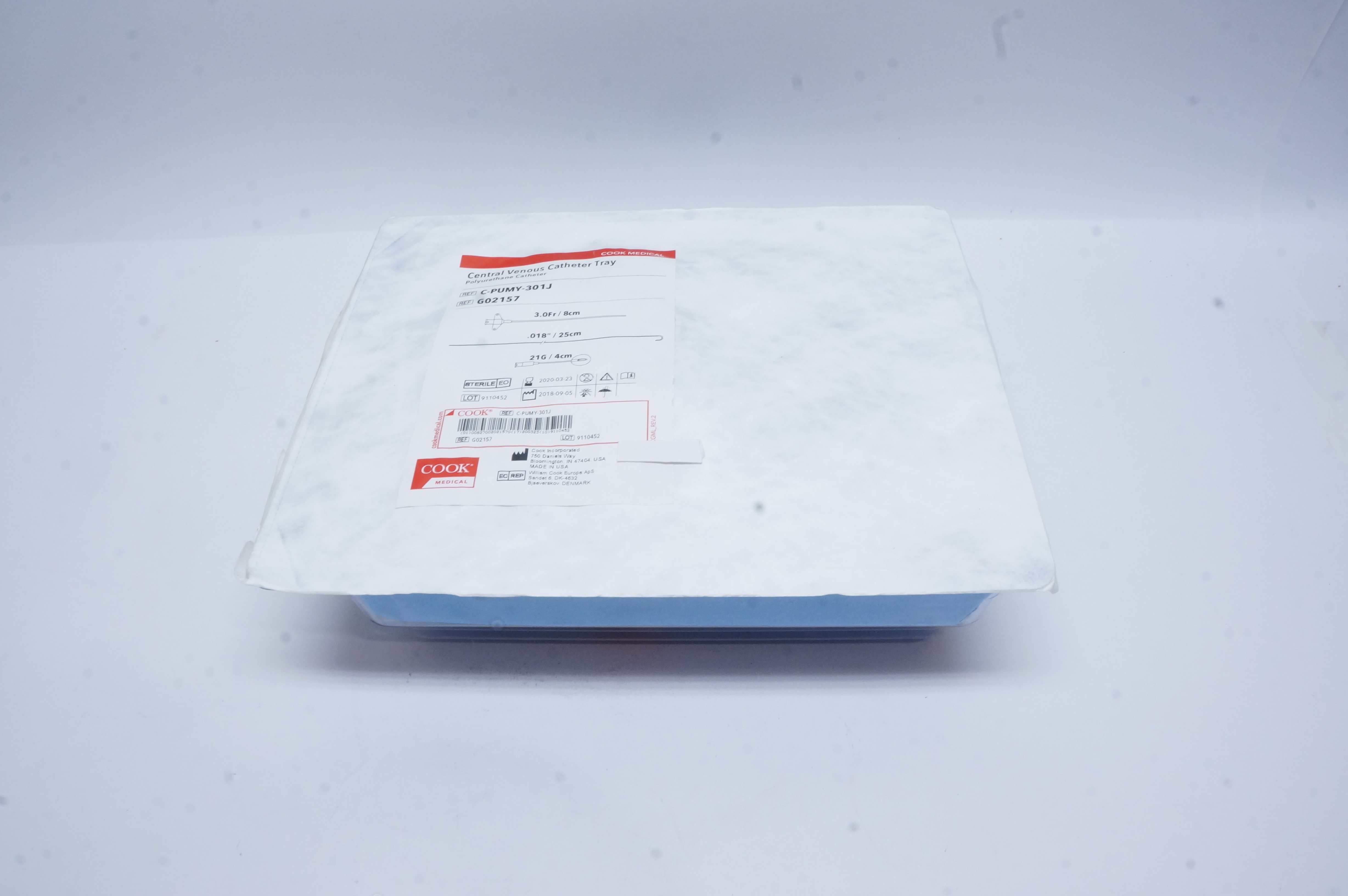 Cook Medical G02157 Central Venous Cath. Tray 3.0Fr x .018 inch x 21G (x)