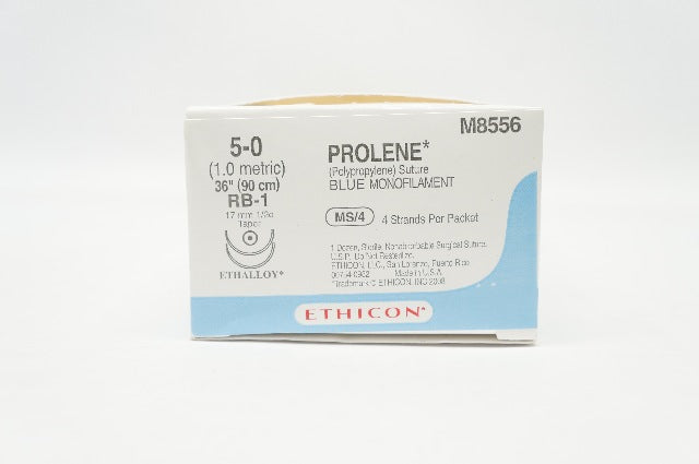 Ethicon M8556 5-0 PROLENE Stre RB-1 17mm 1/2c Taper, 36inch (x) - Box of 12