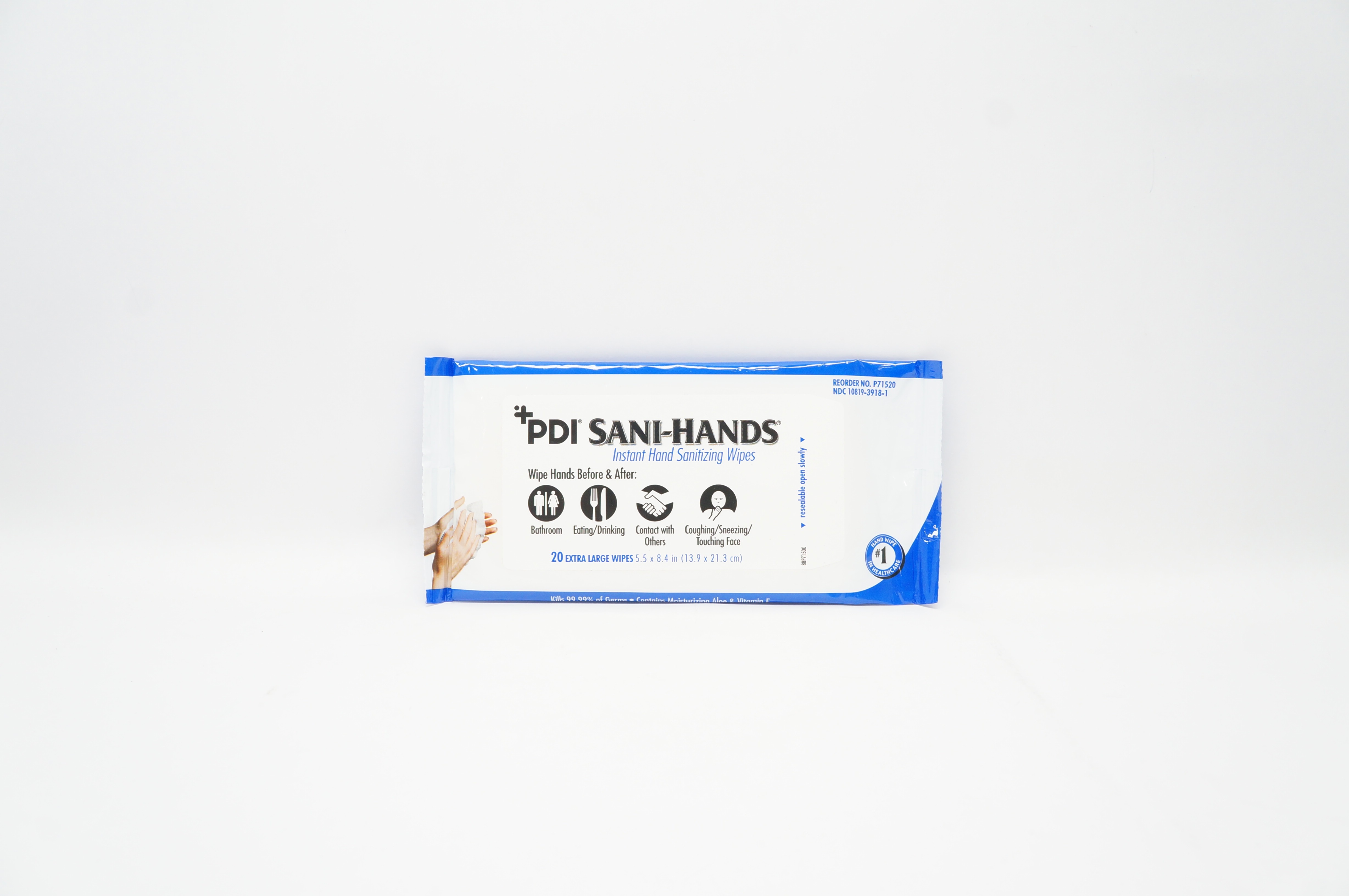 PDI P71520 Sani-Hands Instant Hand Sanitizing Wipes 5.5 x 8.4 inch - Pack of 20