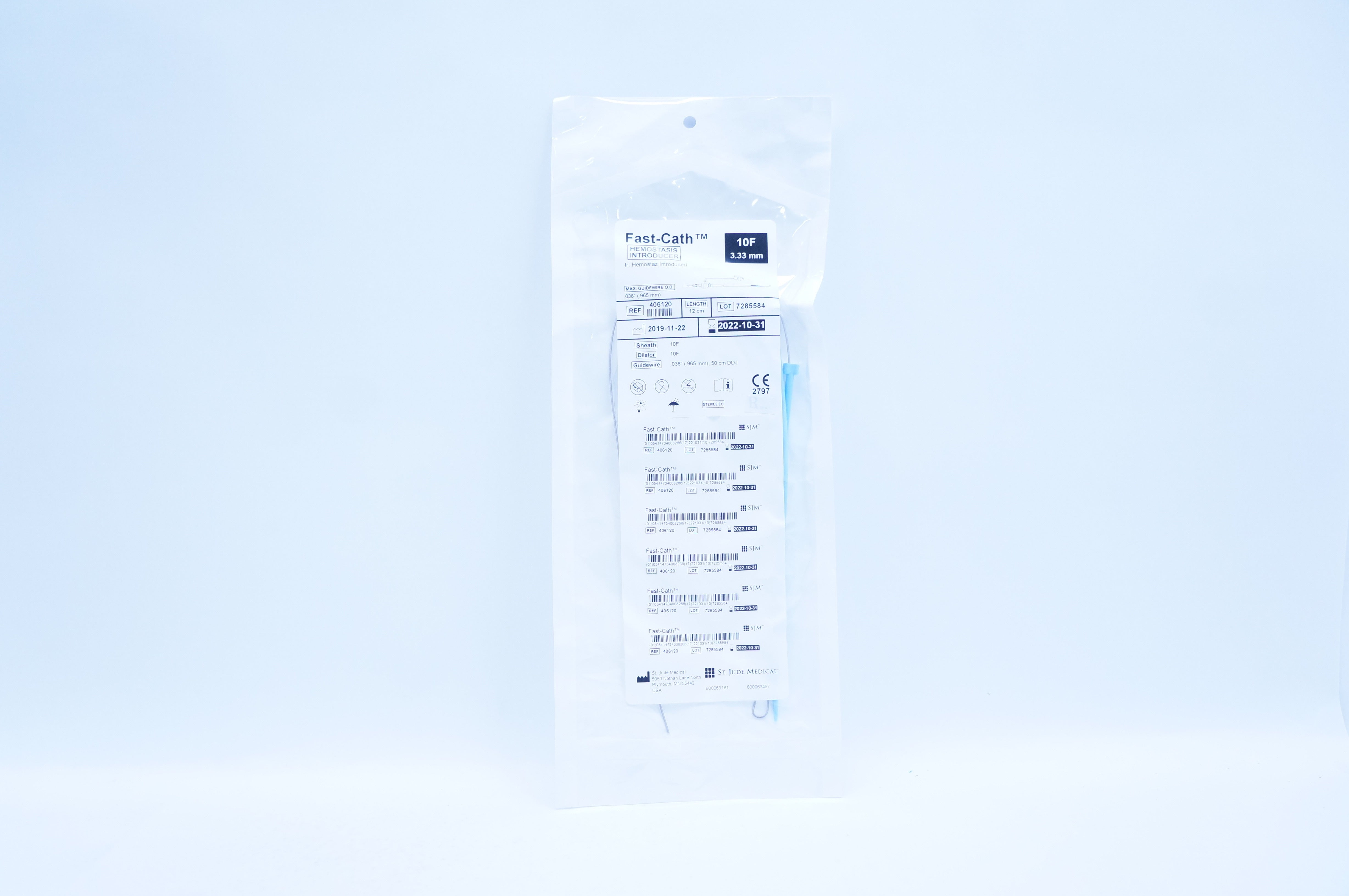 St. Jude Medical 406120 Fast-Cath Hemostasis Introducer 10F x 12cm