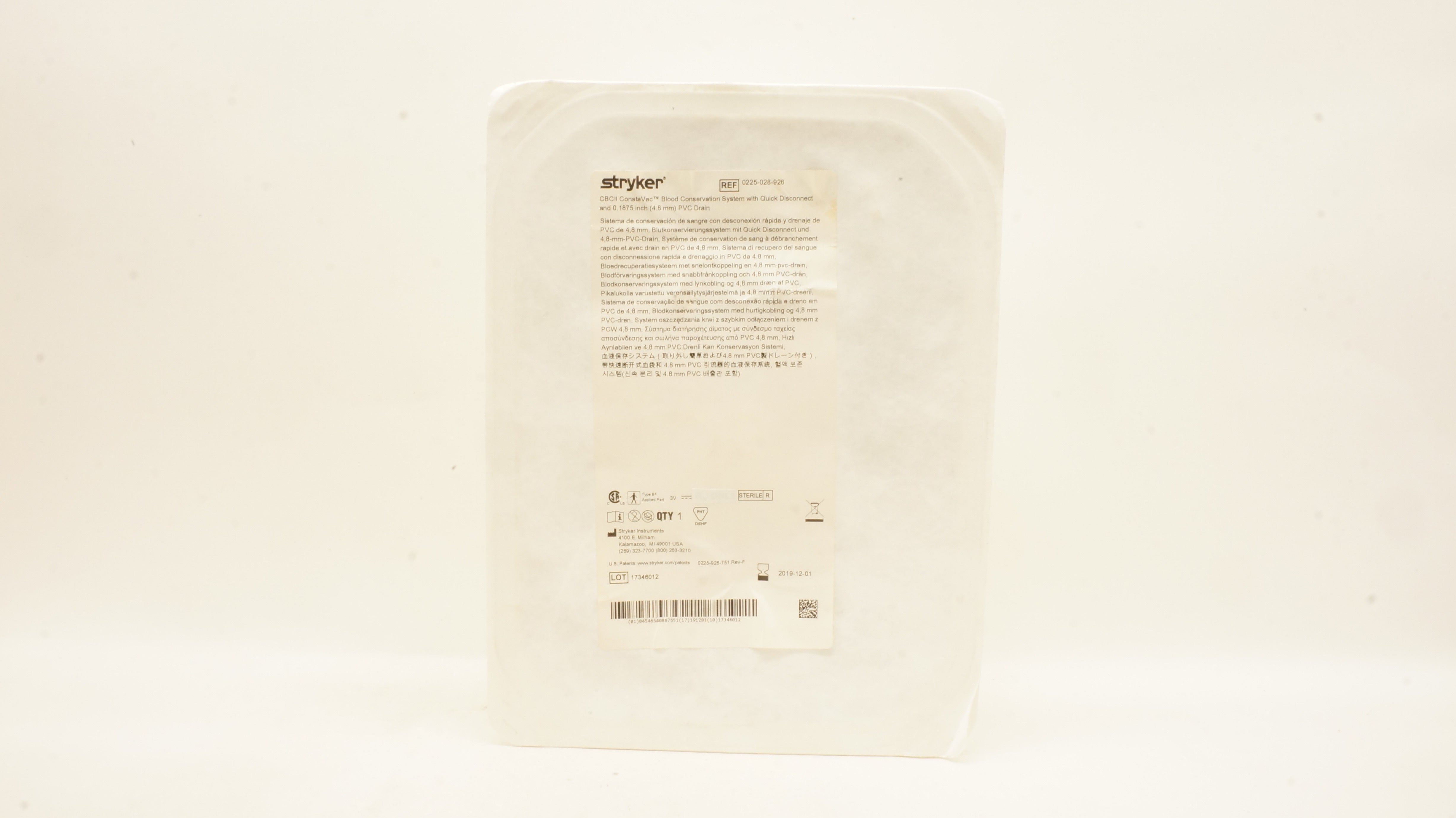 Stryker 0225-028-926 CBCII ConstaVac Blood Conservation System (x)