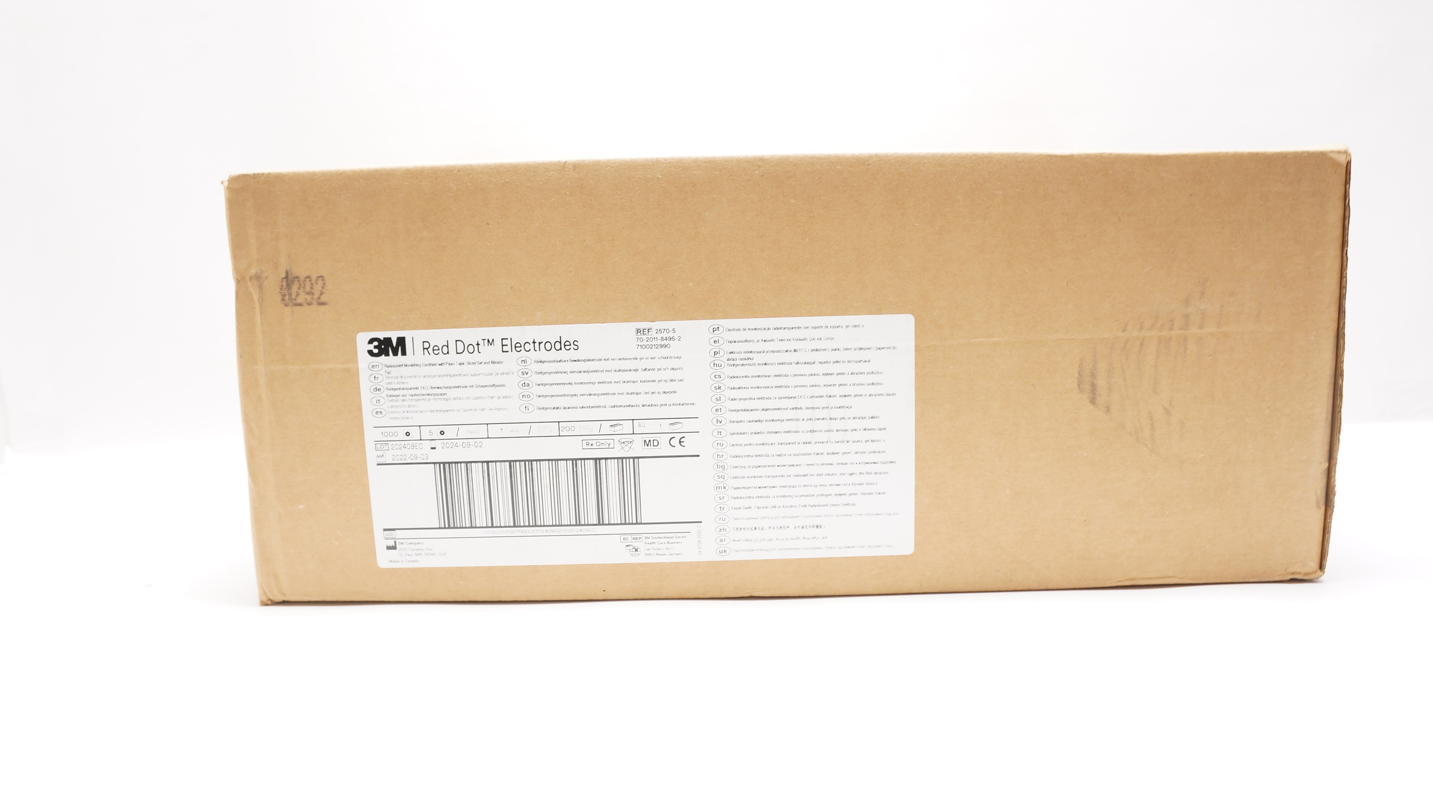 3M 2570-5 Red Dot Radiolucent Monitoring Electrodes - Box of 1000