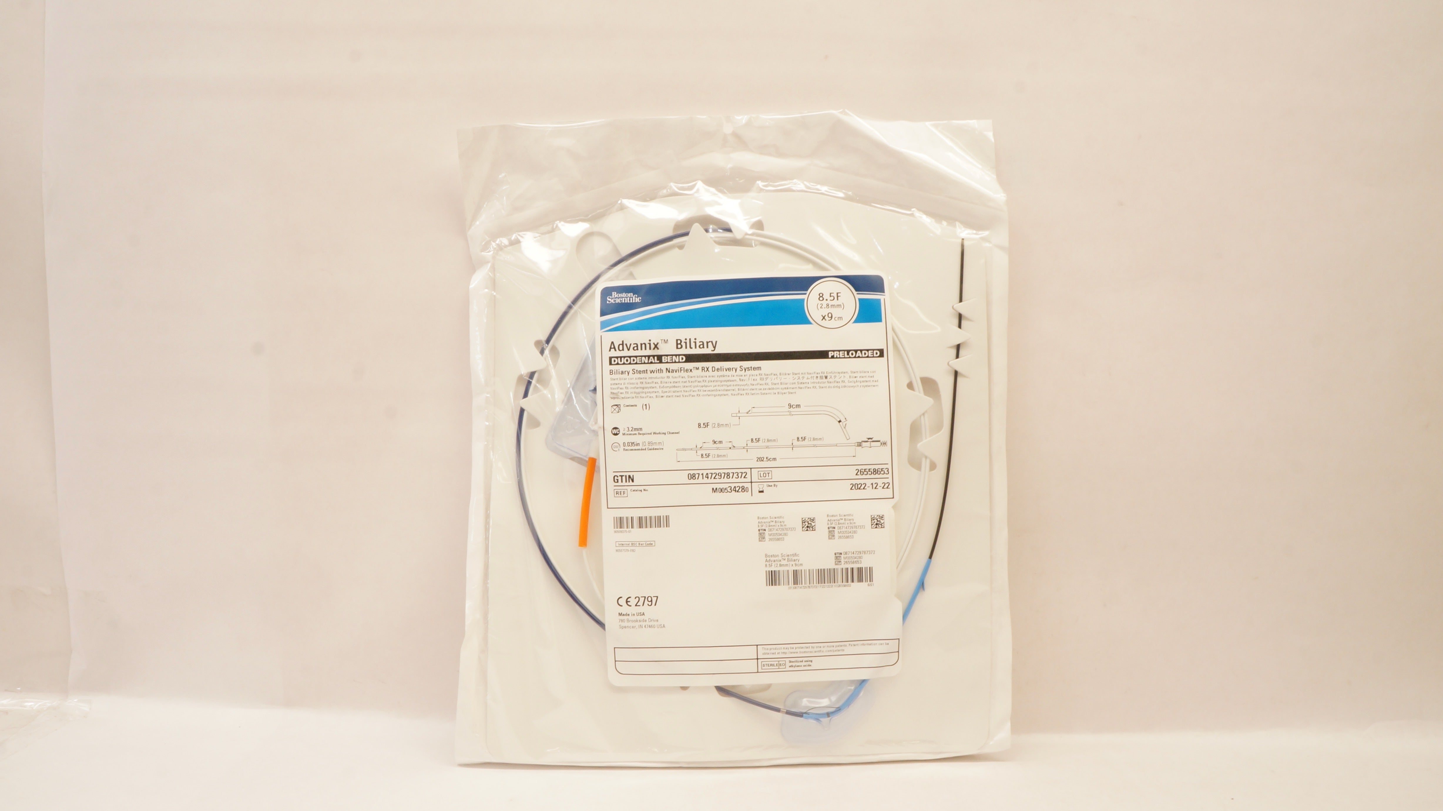 Boston Scientific 3428 Advanix Biliary Duodenal Bend 8.5F x 9cm (x)