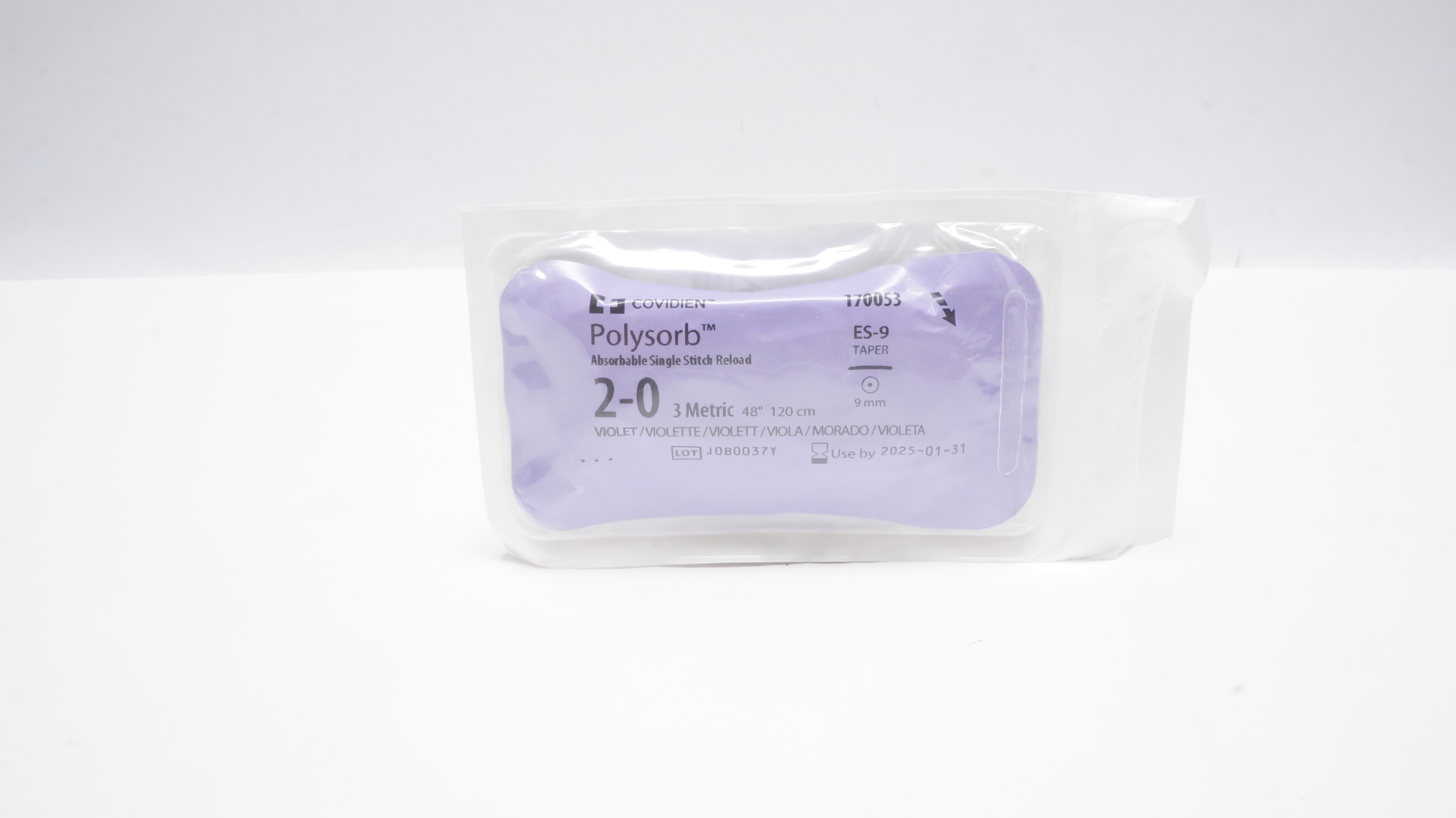 Covidien 170053 2-0 Polysorb Absorbable Braided Stre ES-9 9mm Taper, 48inch