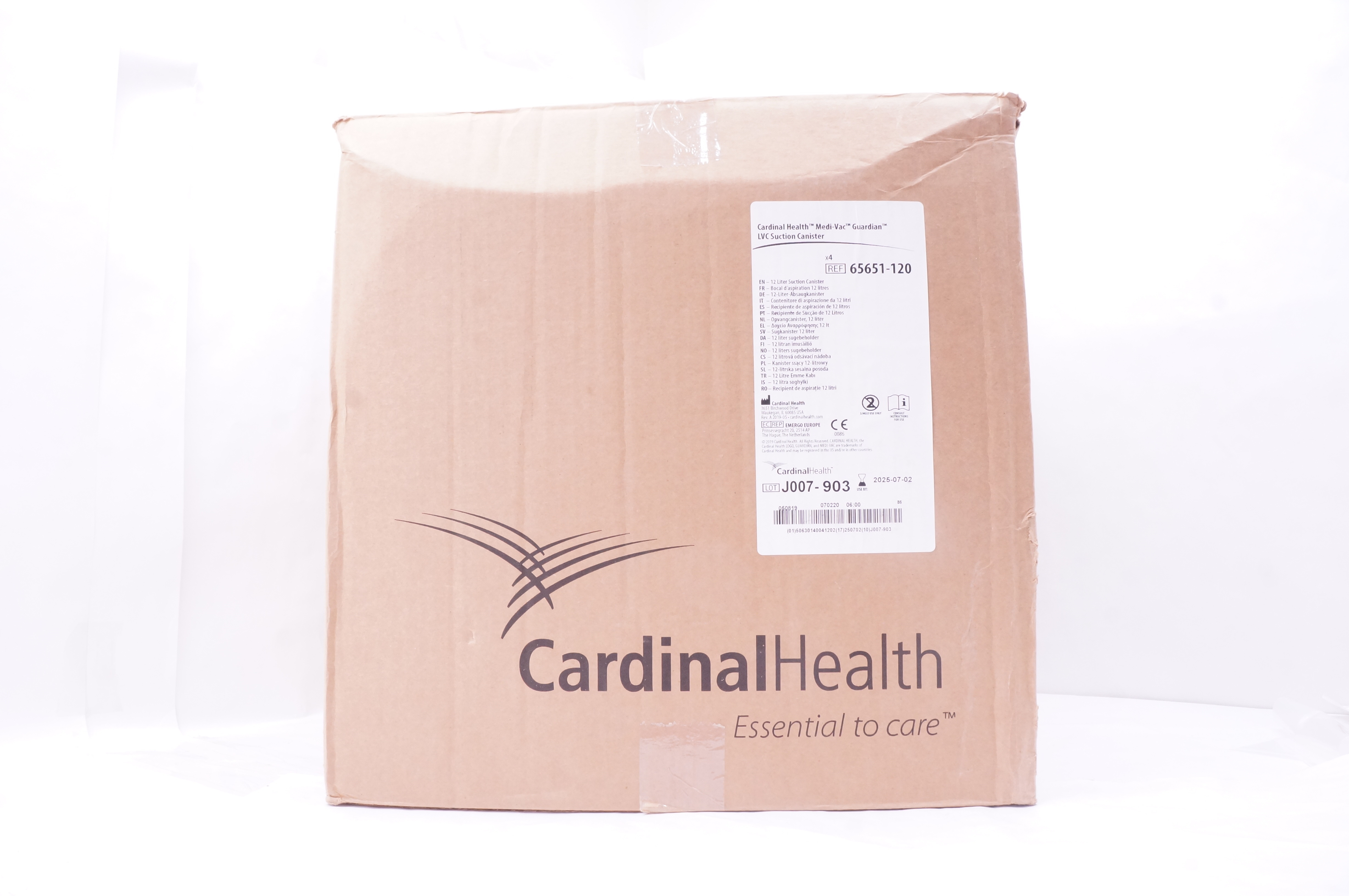 Cardinal Health 65651-120 Guardian LVC Suction Canister 12 Liter - Box of 4