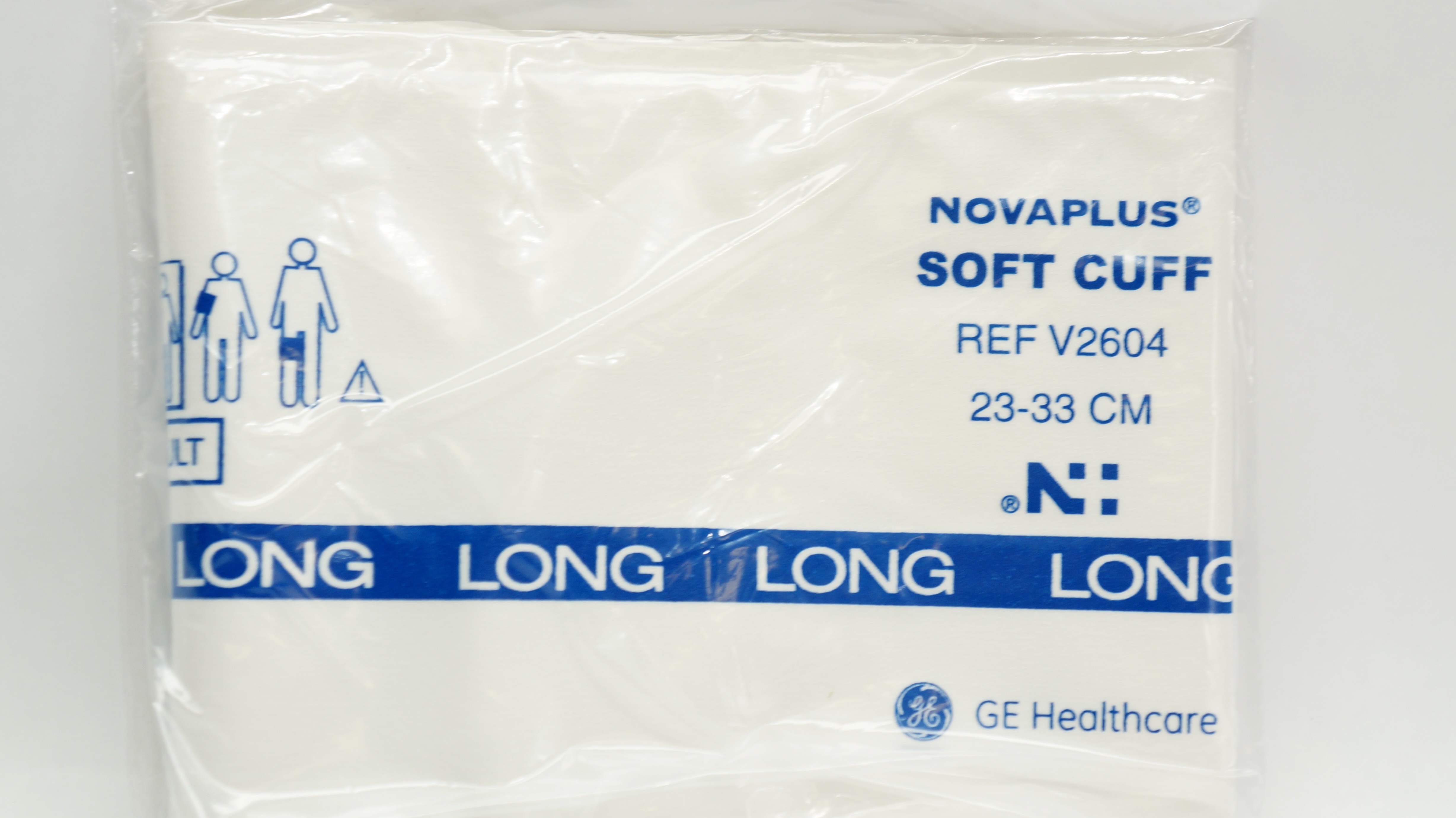 GE Medical V2604 Novaplus Soft Cuff Blood Pressure Cuffs Long Adult 23-33cm