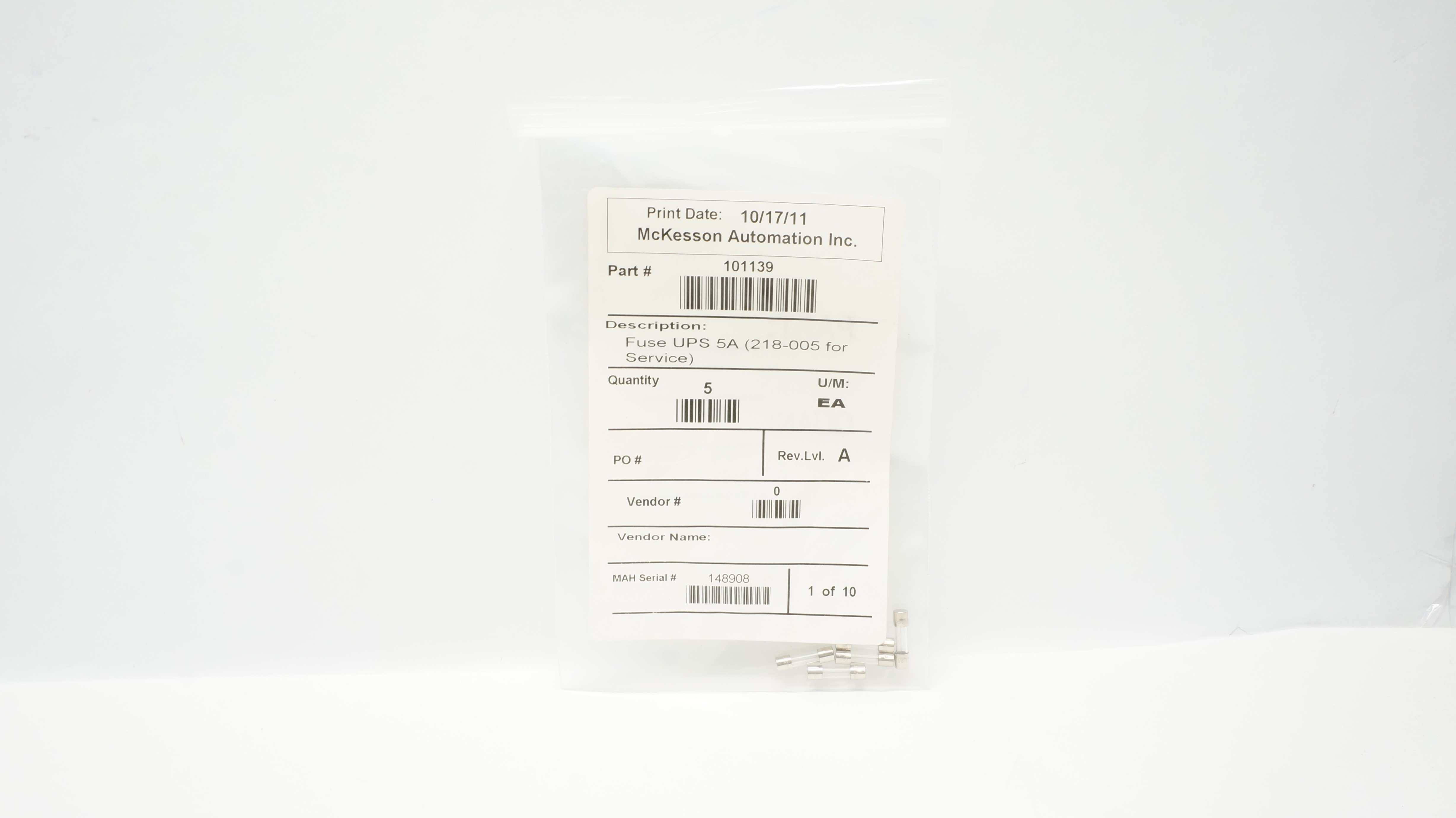 Mckesson Automation 101139 FUse UPS 5A (218-005 for Service) - Pack of 5