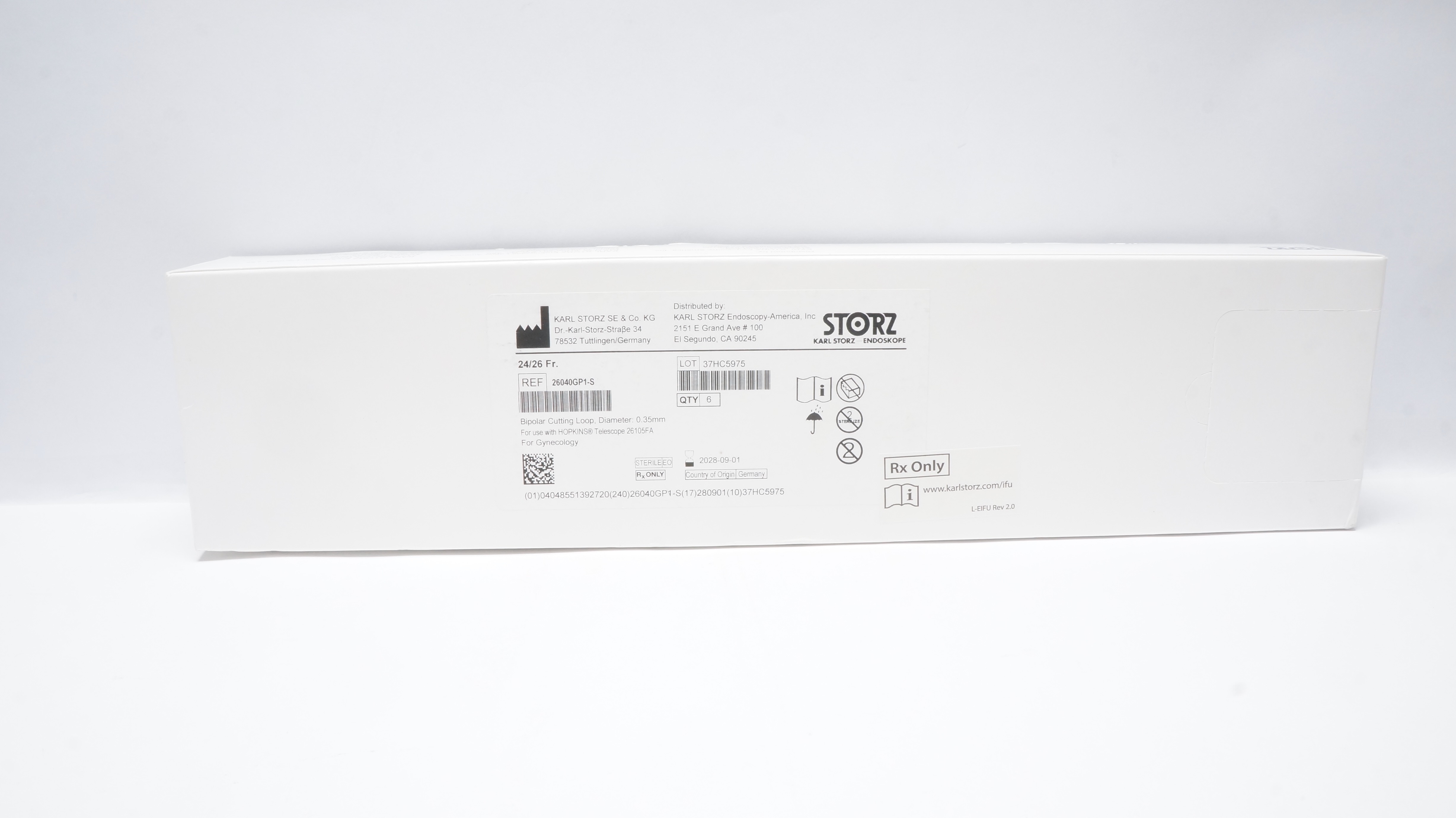 Karl Storz 26040GP1-S Bipolar Cutting Loop, 0.35mm x 24/26 Fr - Box of 6